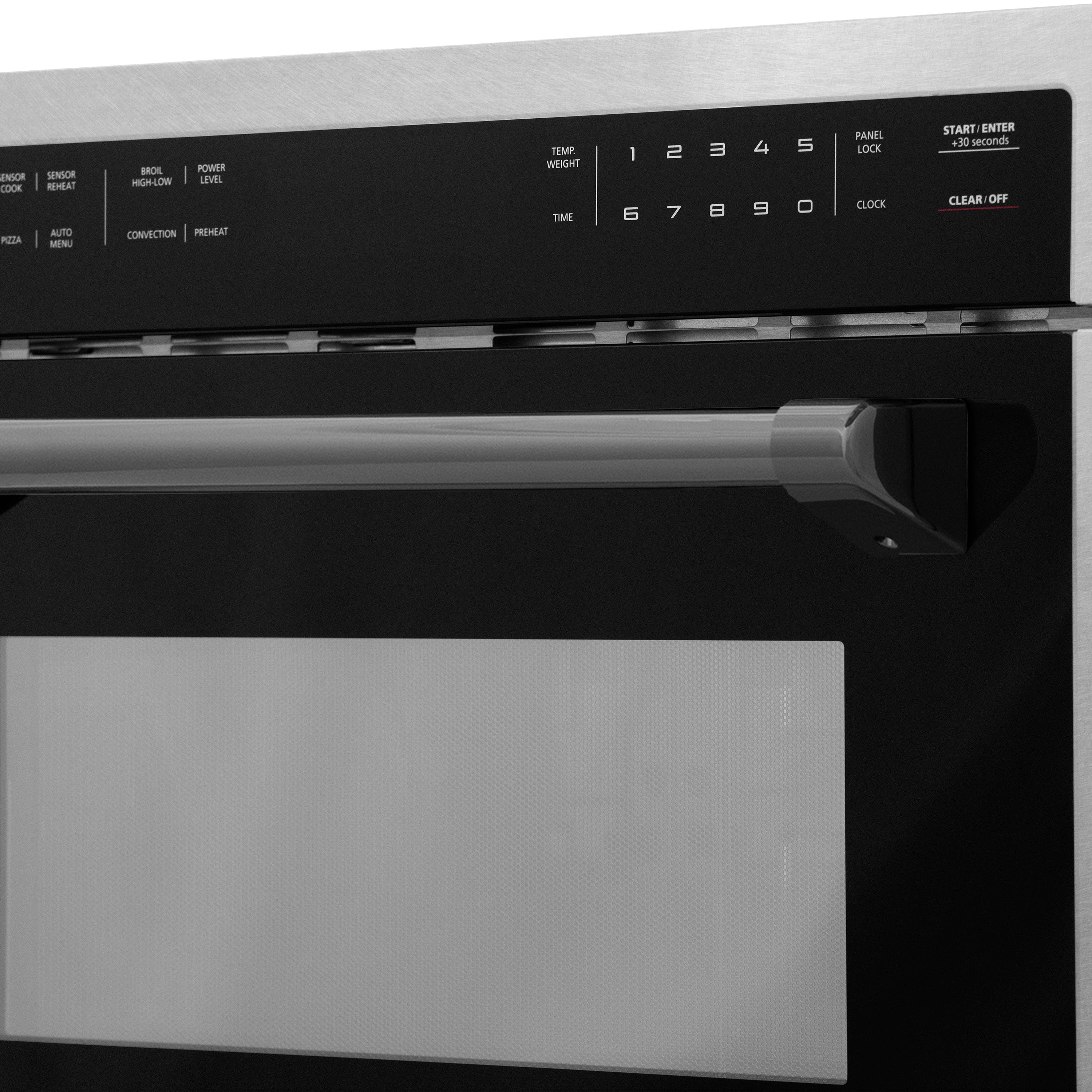 ZLINE Autograph Edition 24" 1.6 cu ft. Built-in Convection Microwave Oven in Fingerprint Resistant Stainless Steel with Matte Black Accents (MWOZ-24-SS-MB)