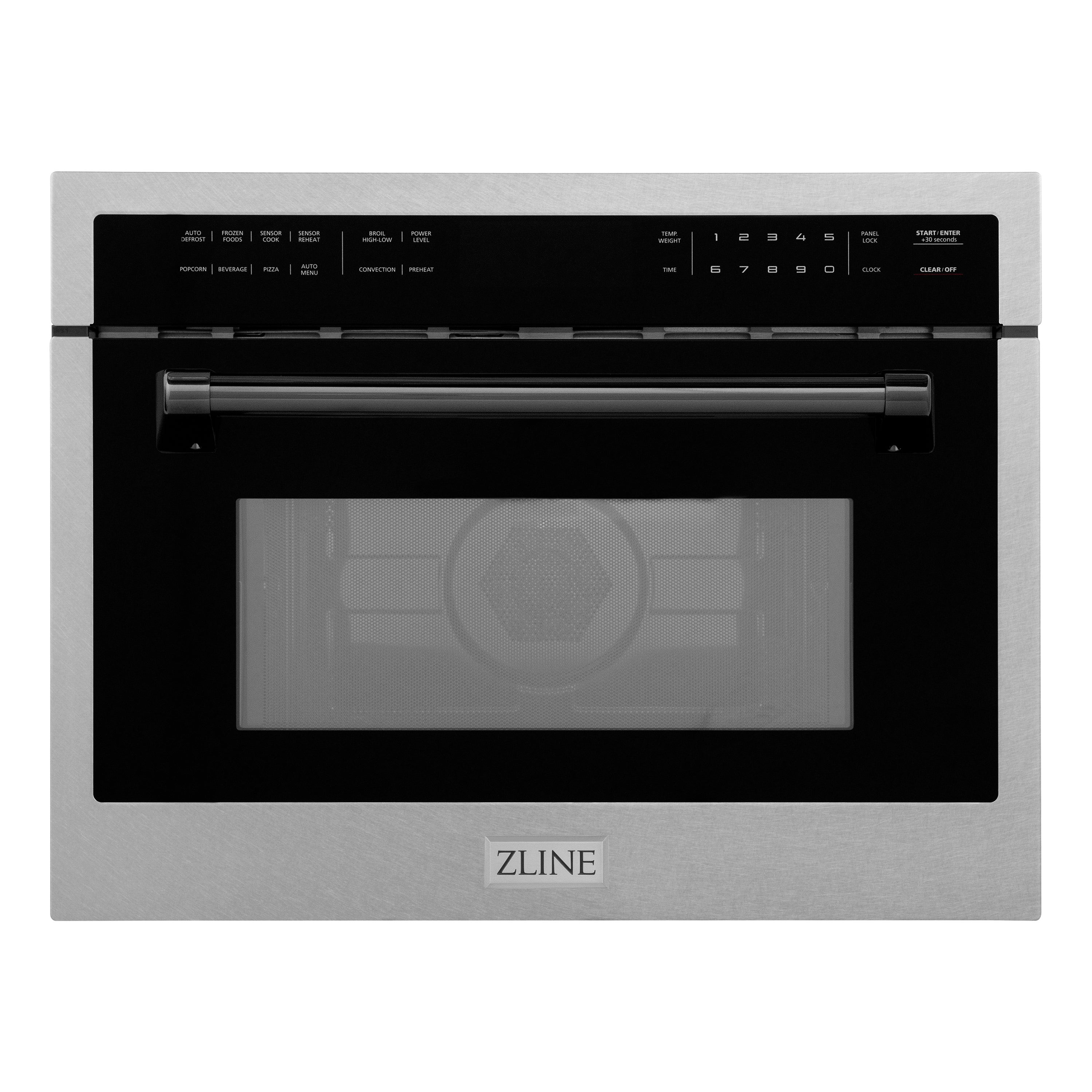 ZLINE Autograph Edition 24" 1.6 cu ft. Built-in Convection Microwave Oven in Fingerprint Resistant Stainless Steel with Matte Black Accents (MWOZ-24-SS-MB)