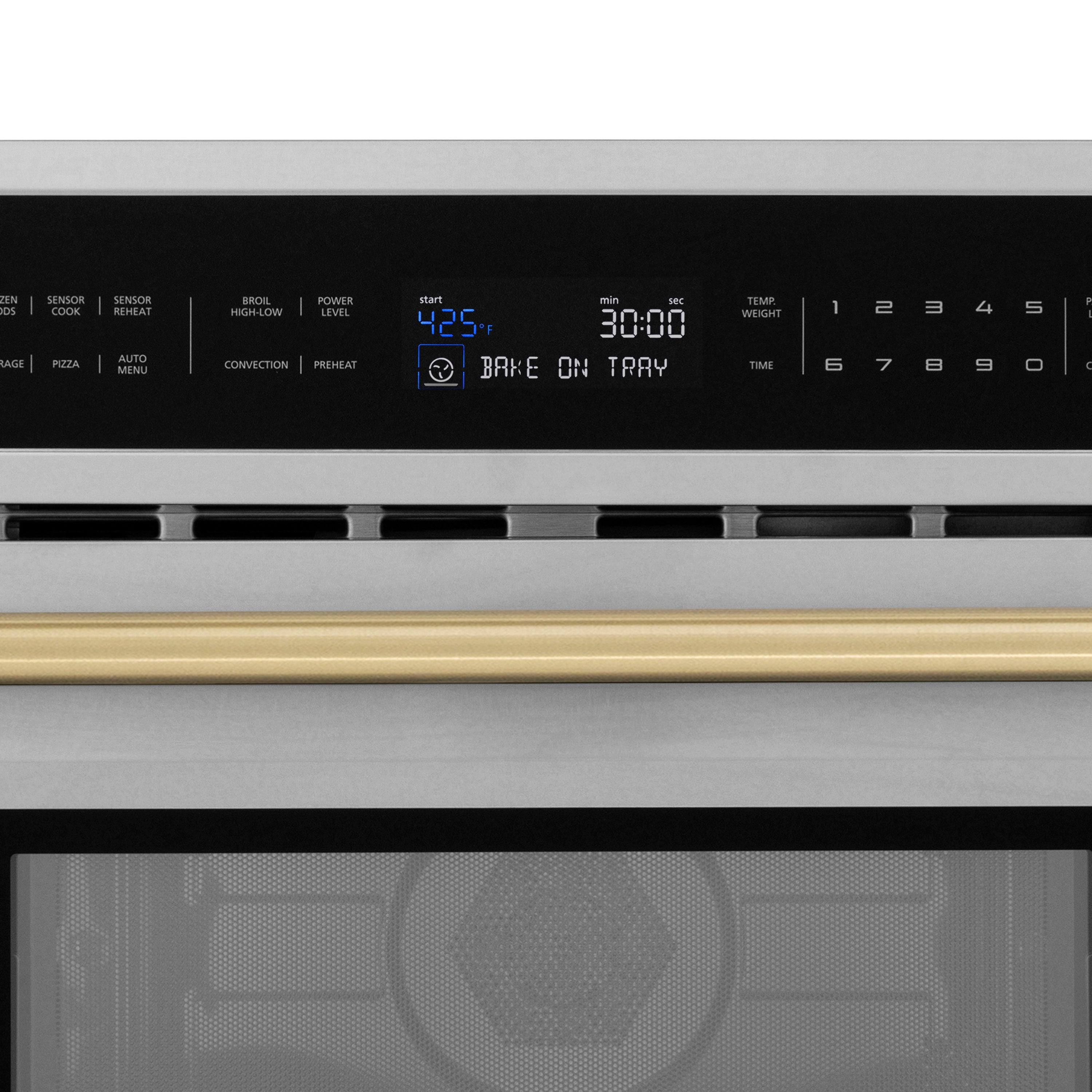 ZLINE Autograph Edition 30” 1.6 cu ft. Built-in Convection Microwave Oven in Stainless Steel and Champagne Bronze Accents (MWOZ-30-CB)