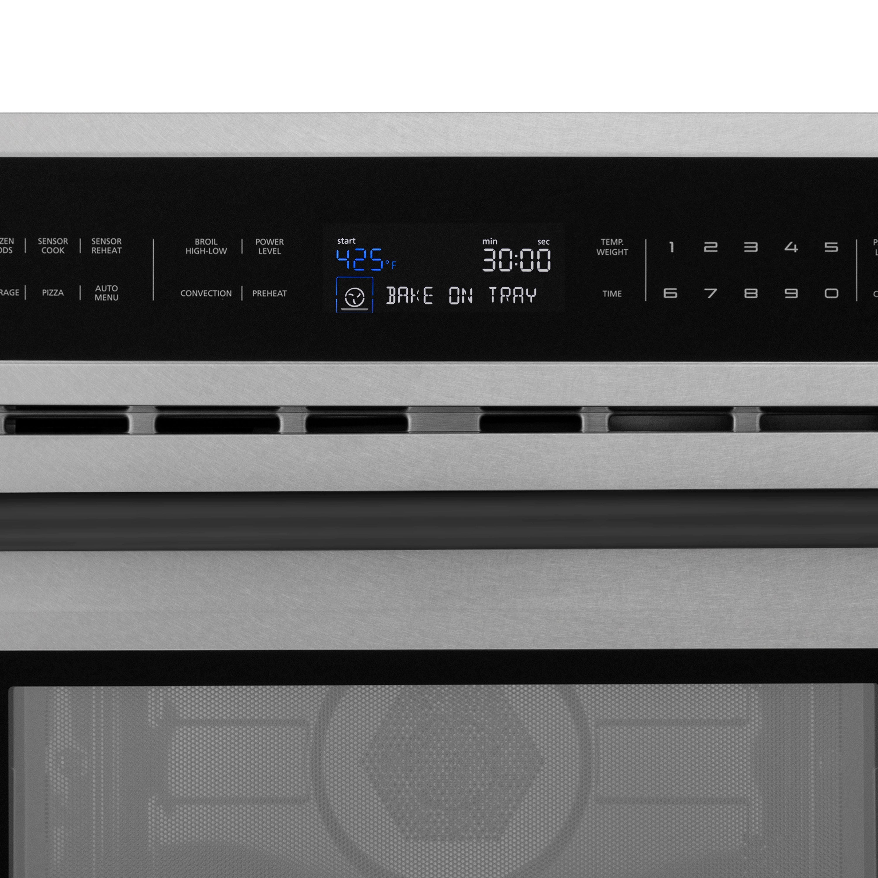 ZLINE Autograph Edition 30” 1.6 cu ft. Built-in Convection Microwave Oven in Fingerprint Resistant Stainless Steel and Matte Black Accents (MWOZ-30-SS-MB)