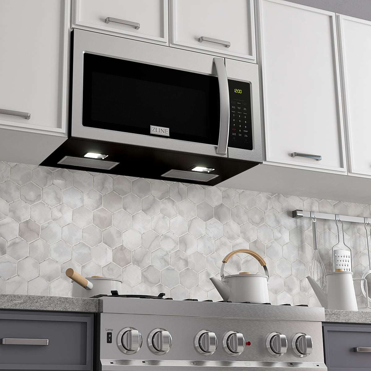 ZLINE 1.5 cu. ft. Over the Range Convection Microwave Oven in Stainless Steel with Modern Handle and Sensor Cooking