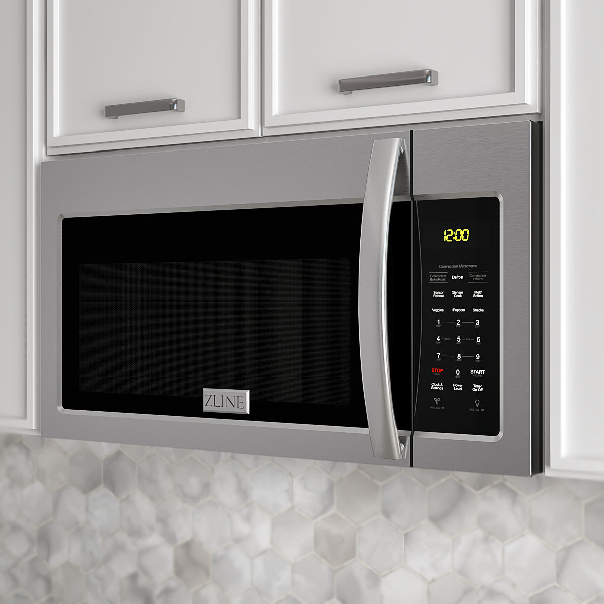 ZLINE 1.5 cu. 30ft. Over the Range Convection Microwave Oven in Stainless Steel with Modern Handle and Sensor Cooking
