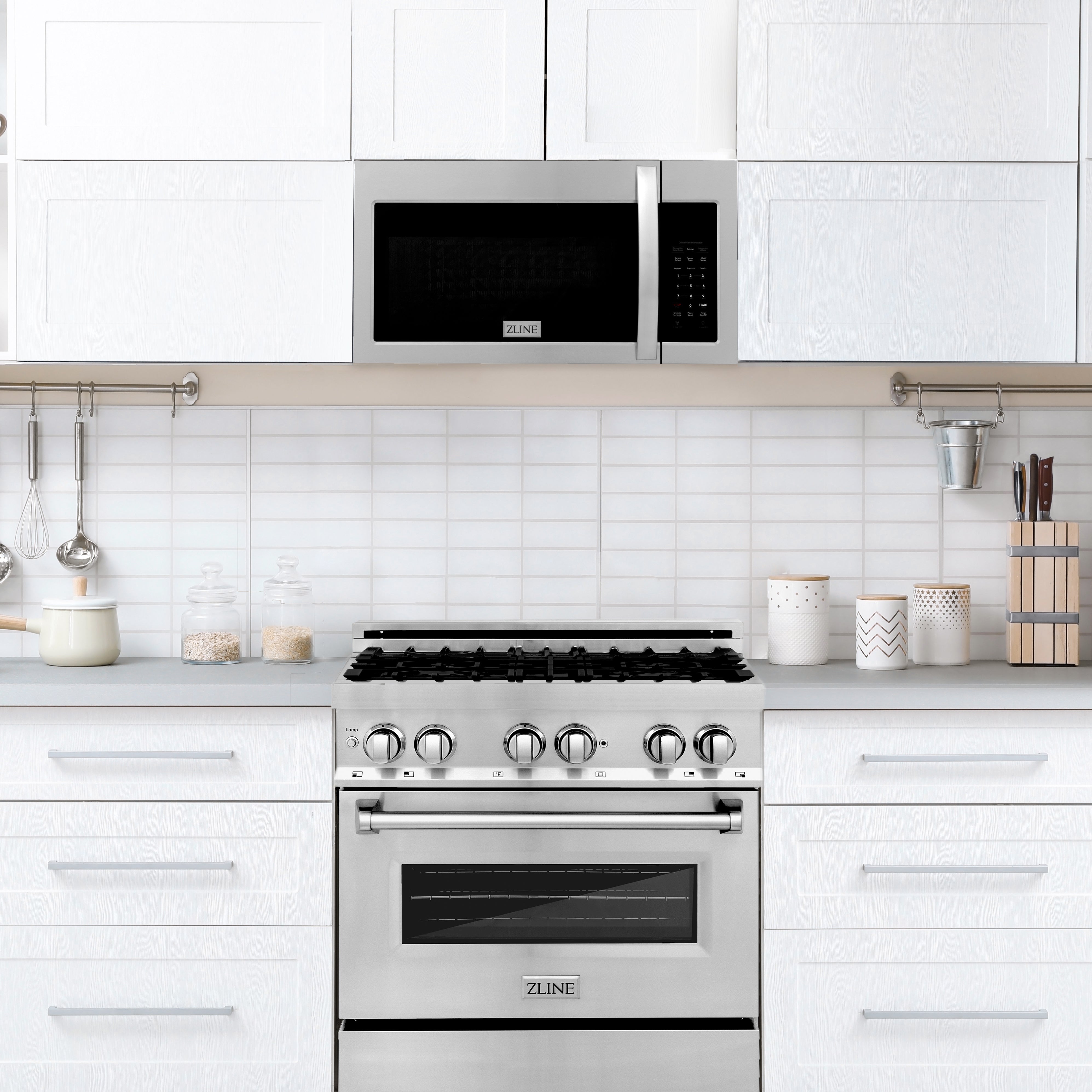 ZLINE 1.5 cu. 30ft. Over the Range Convection Microwave Oven in Stainless Steel with Modern Handle and Sensor Cooking