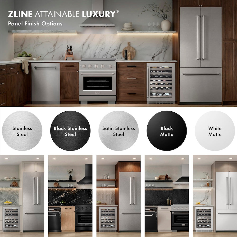 ZLINE 36 in. 19.6 cu. ft. Panel Ready French Door Built-In Bottom Freezer Refrigerator with Water Dispenser and Ice Maker (RBIV-36)