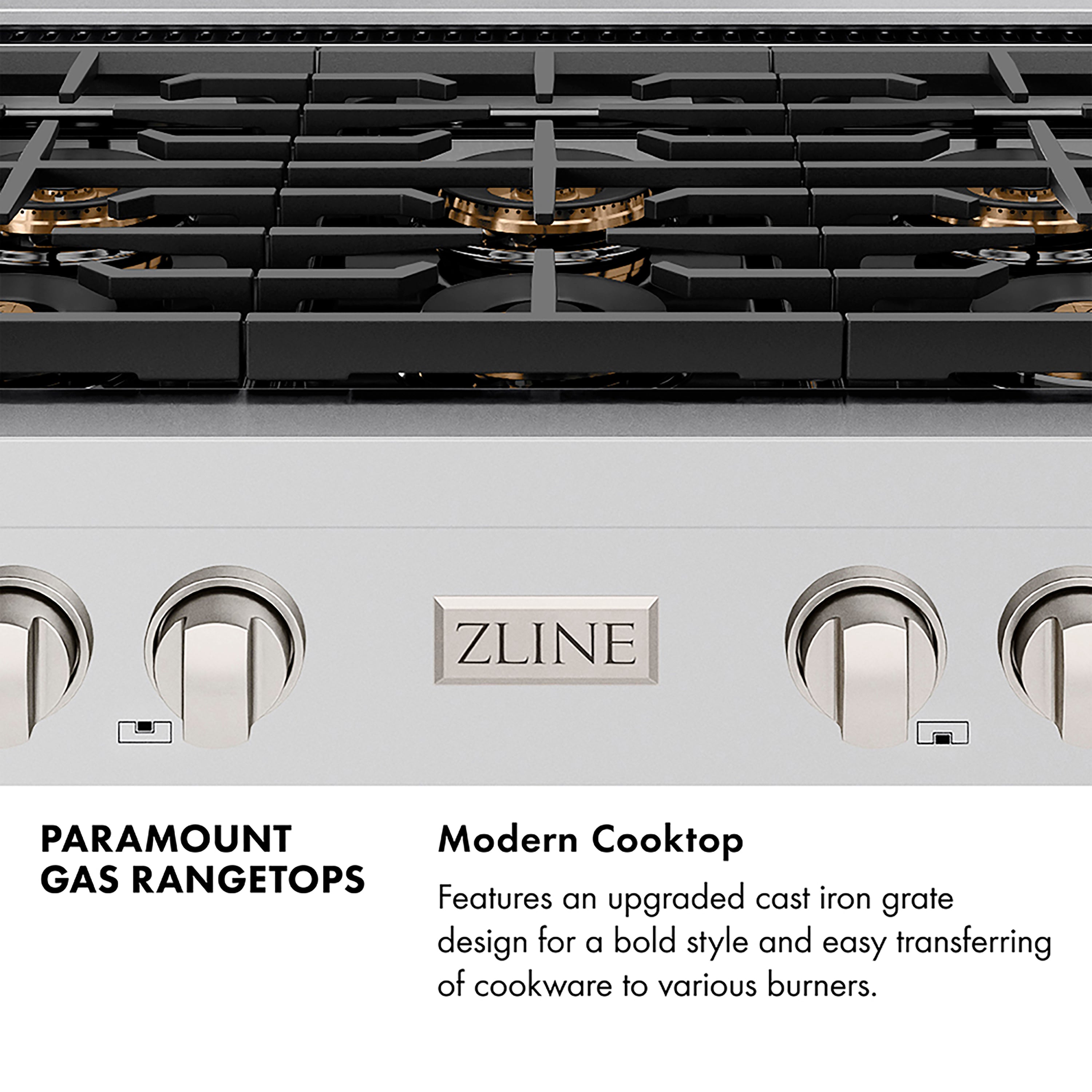 ZLINE 30 in. Paramount Gas Rangetop with 4 Burner DuoPro™ Cooktop in Satin Stainless Steel (PSRTS-30)