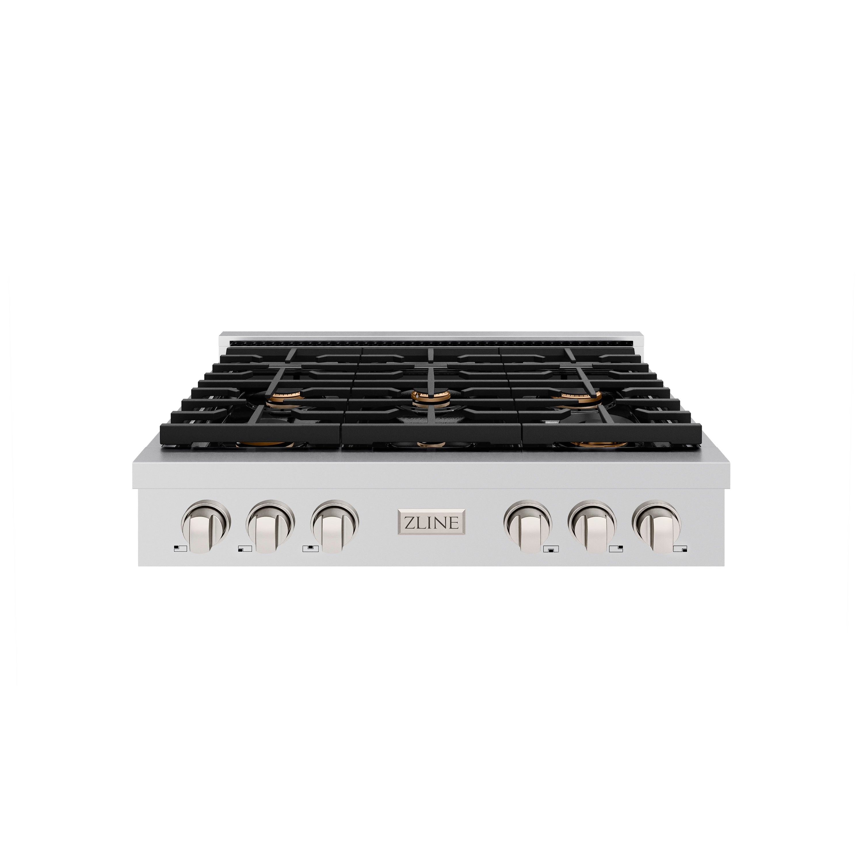 ZLINE 36 in. Paramount Gas Rangetop with 6 Brass Burners and Porcelain Cooktop in Stainless Steel (SRT-BR-36)