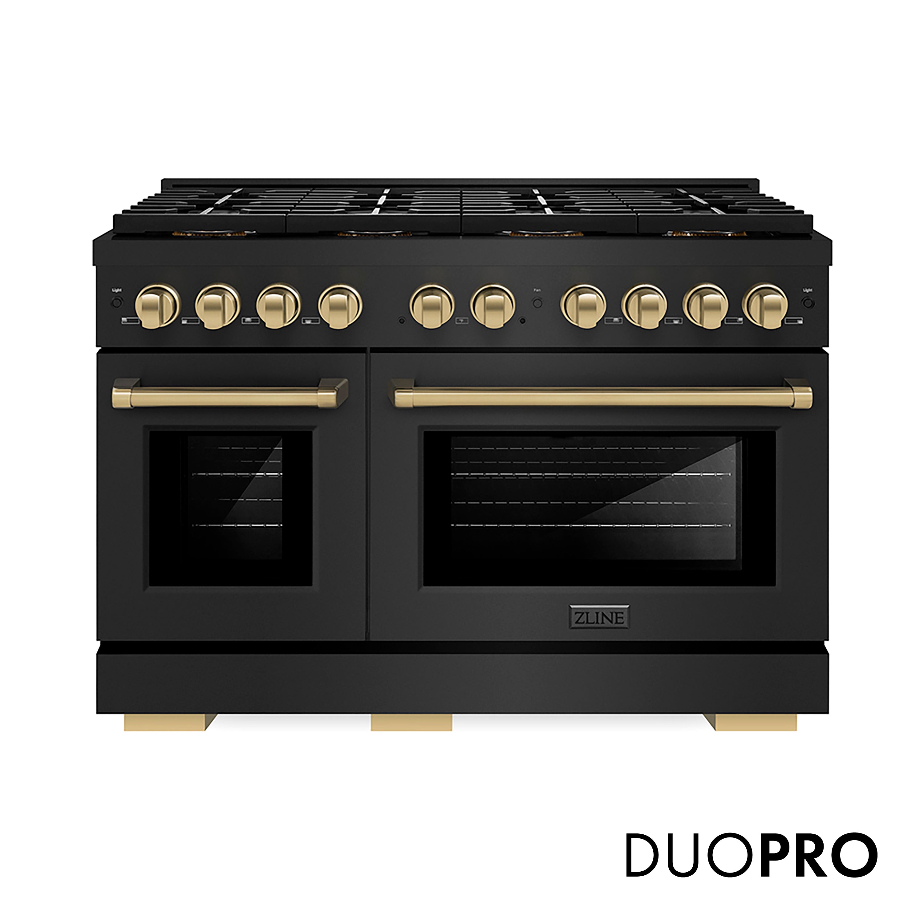 ZLINE Autograph Edition 48 in. 6.7 cu. ft. Paramount Dual Fuel Range with 8 Burner DuoPro™ Cooktop and Dual Ovens in Stainless Steel and Champagne Bronze Accents (PSDRZ-48-CB)