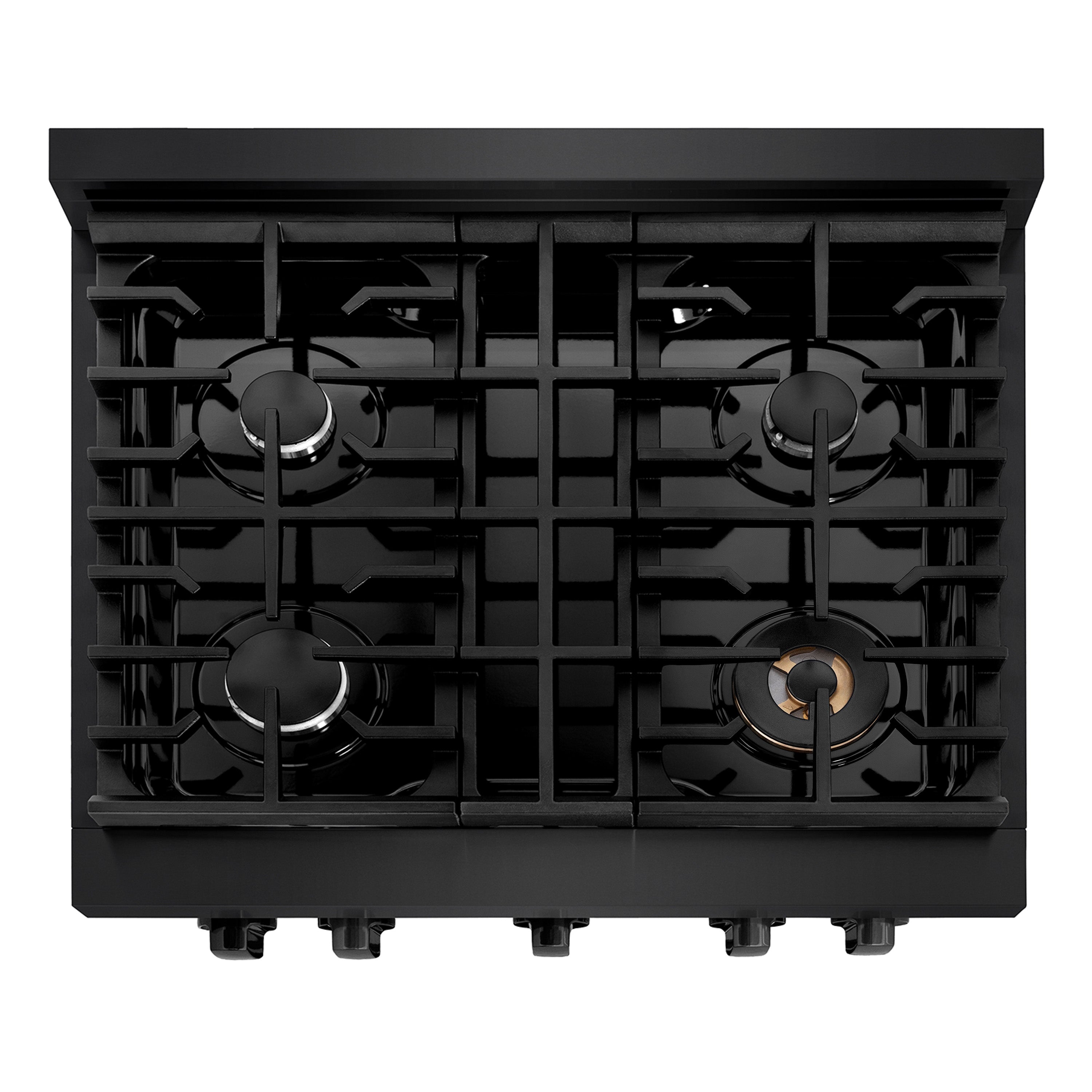 ZLINE 30 in. 4.2 cu. ft. Paramount Dual Fuel Range with 4 Burner Gas Cooktop and Electric Convection Oven in Stainless Steel with Black Matte Door (SDR-BLM-30)
