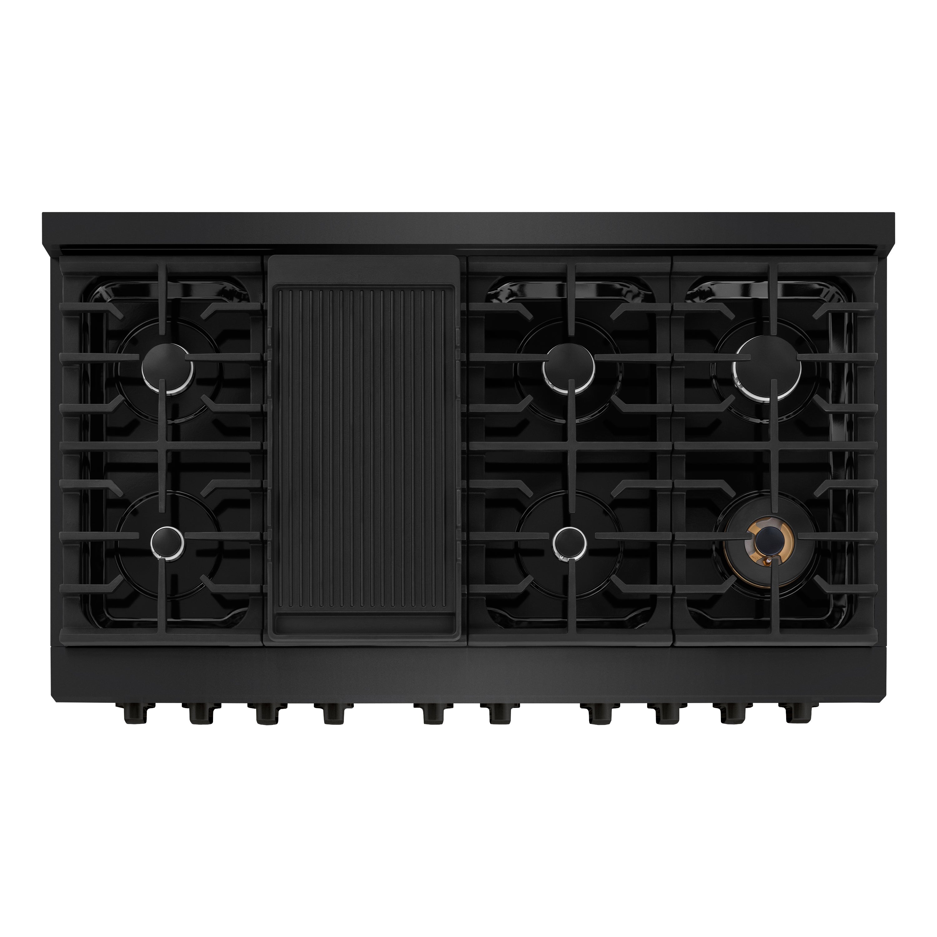 ZLINE 48 in. 6.7 cu. ft. Paramount Double Oven Dual Fuel Range with 8 Burner Gas Cooktop in Stainless Steel with Black Matte Doors (SDR-BLM-48)