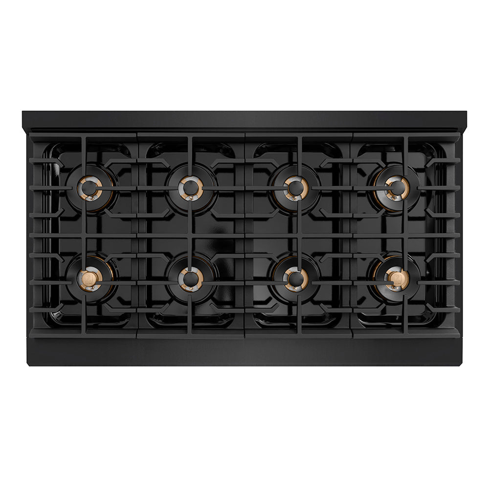 ZLINE Autograph Edition 48 in. 6.7 cu. ft. Paramount Gas Range with 8 Burner DuoPro™ Cooktop and Dual Ovens with White Matte Doors and Matte Black Accents (PSGRZ-WM-48-MB)