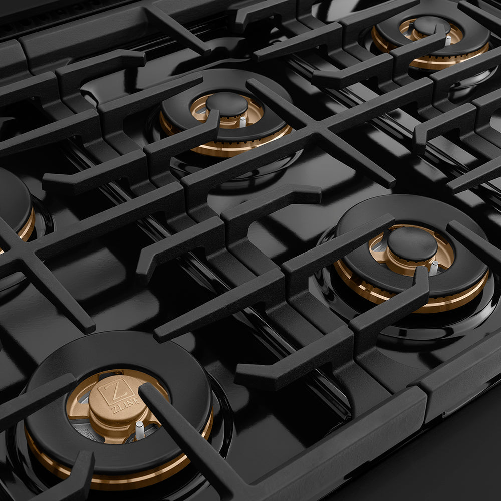 ZLINE Autograph Edition 48 in. 6.7 cu. ft. Paramount Gas Range with 8 Burner DuoPro™ Cooktop and Dual Ovens with White Matte Doors and Matte Black Accents (PSGRZ-WM-48-MB)