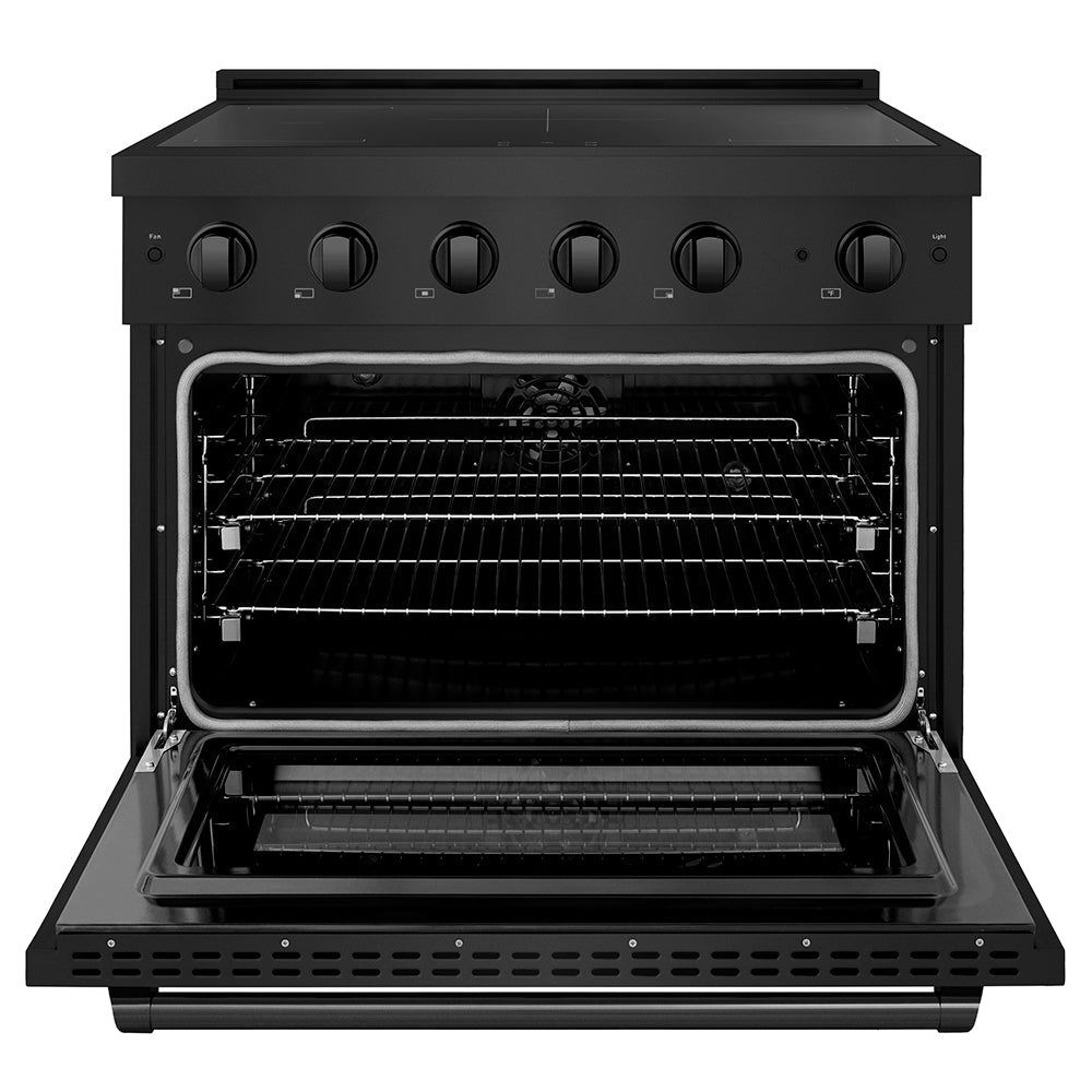 ZLINE 36 in. 5.2 cu. ft. Paramount Induction Range with 5 Element Cooktop and Electric Convection Oven in Satin Stainless Steel with White Matte Door (SINRS-WM-36)