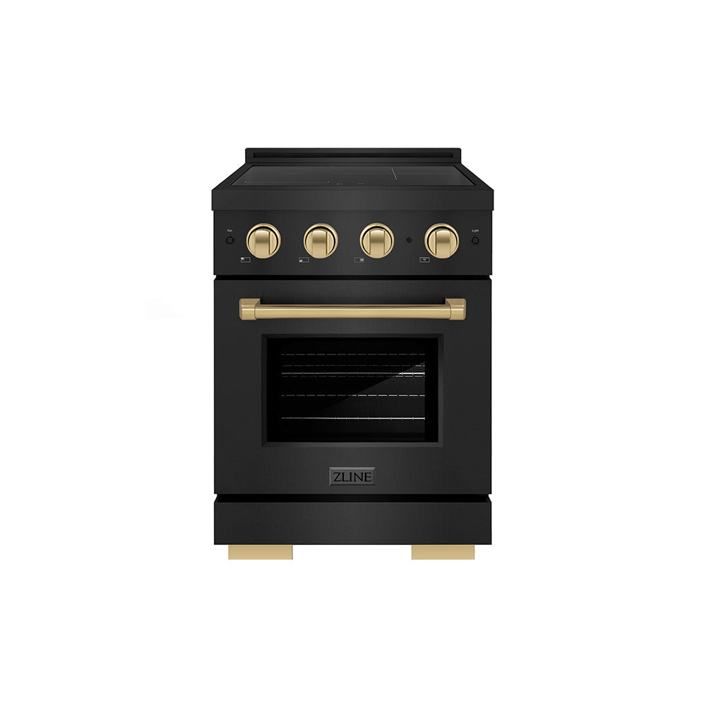ZLINE Autograph Edition 24 in. 3.2 cu. ft. Paramount Induction Range with 3 Element Cooktop and Electric Convection Oven in Stainless Steel with Matte Black Accents (SINRZ-24-MB)