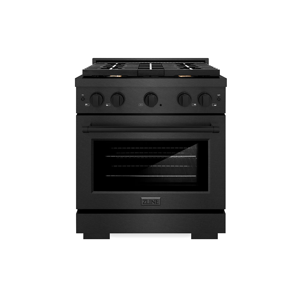 ZLINE 30 in. 4.2 cu. ft. Paramount Dual Fuel Range with Gas Cooktop and Electric Convection Oven in Stainless Steel with 4 Brass Burners (SDR-BR-30)
