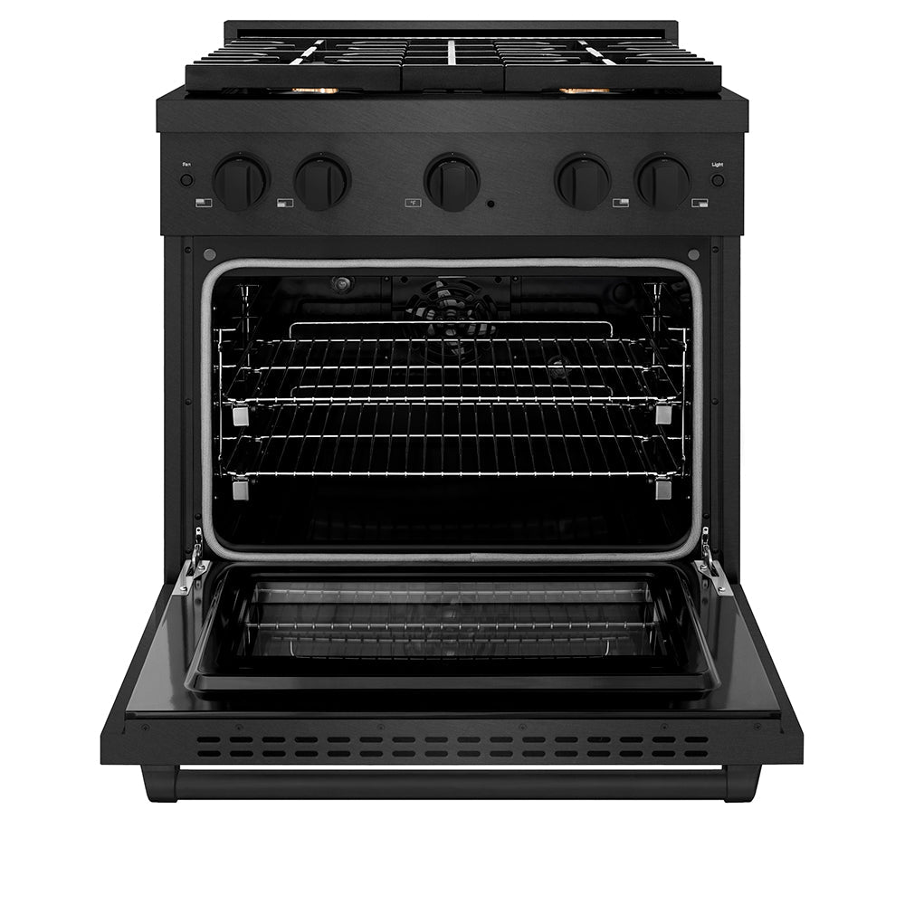 ZLINE 30 in. 4.2 cu. ft. Paramount Dual Fuel Range with Gas Cooktop and Electric Convection Oven in Stainless Steel with 4 Brass Burners (SDR-BR-30)