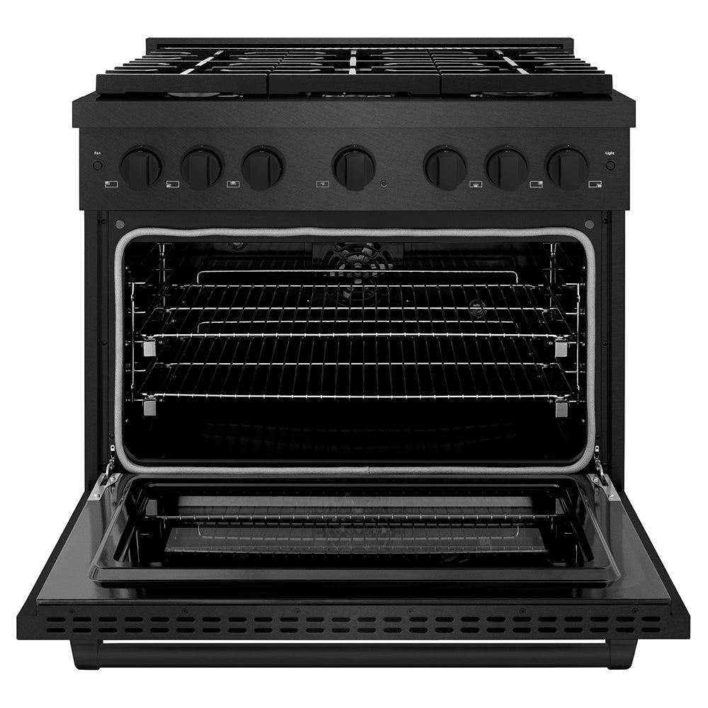 ZLINE 36 in. 5.2 cu. ft. Paramount Dual Fuel Range with Gas Cooktop and Electric Convection Oven in Stainless Steel with 6 Brass Burners (SDR-BR-36)