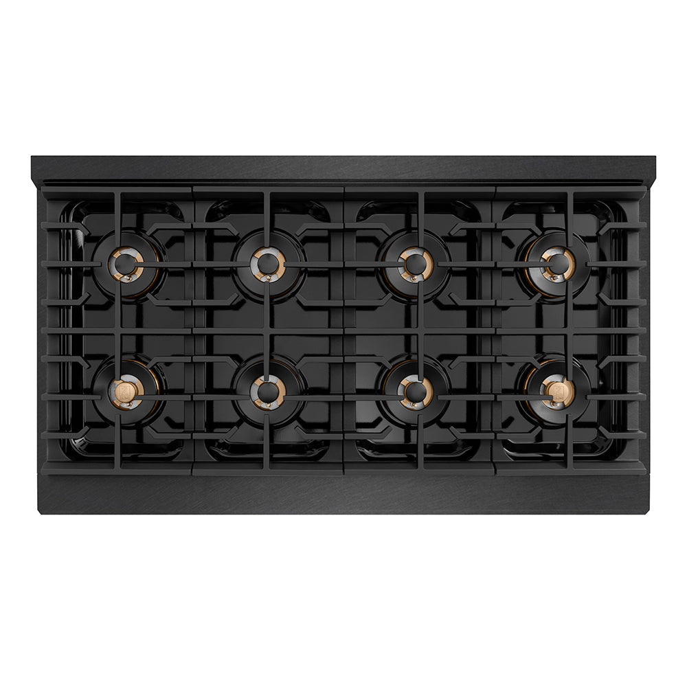 ZLINE 48 in. 6.7 cu. ft. Paramount Dual Fuel Range with 8 Burner DuoPro™ Cooktop and Dual Ovens in Black Stainless Steel (PSDRB-48)
