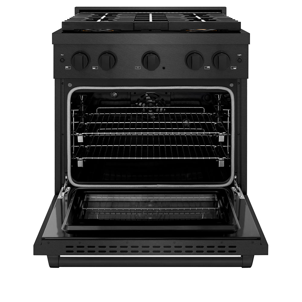 ZLINE 30 in. 4.2 cu. ft. Paramount Dual Fuel Range with 4 Burner DuoPro™ Cooktop and Electric Convection Oven with Black Matte Door (PSDR-BLM-30)