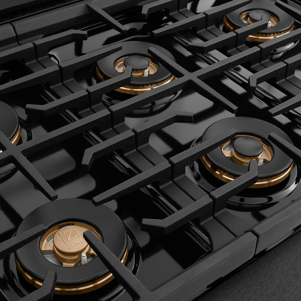 ZLINE 48 in. 6.7 cu. ft. Paramount Dual Fuel Range with 8 Burner DuoPro™ Cooktop and Dual Ovens in Black Stainless Steel (PSDRB-48)