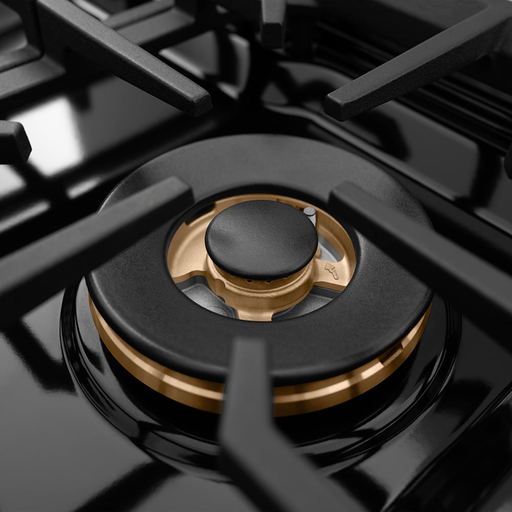 ZLINE Designer Collection 30 in. 4.2 cu. ft. Paramount Dual Fuel Range with 4 Burner Gas Cooktop and Electric Convection Oven in Black Satin Stainless Steel with Matte Black and Champagne Bronze Accents (SDRBSZ-30-MBCB)