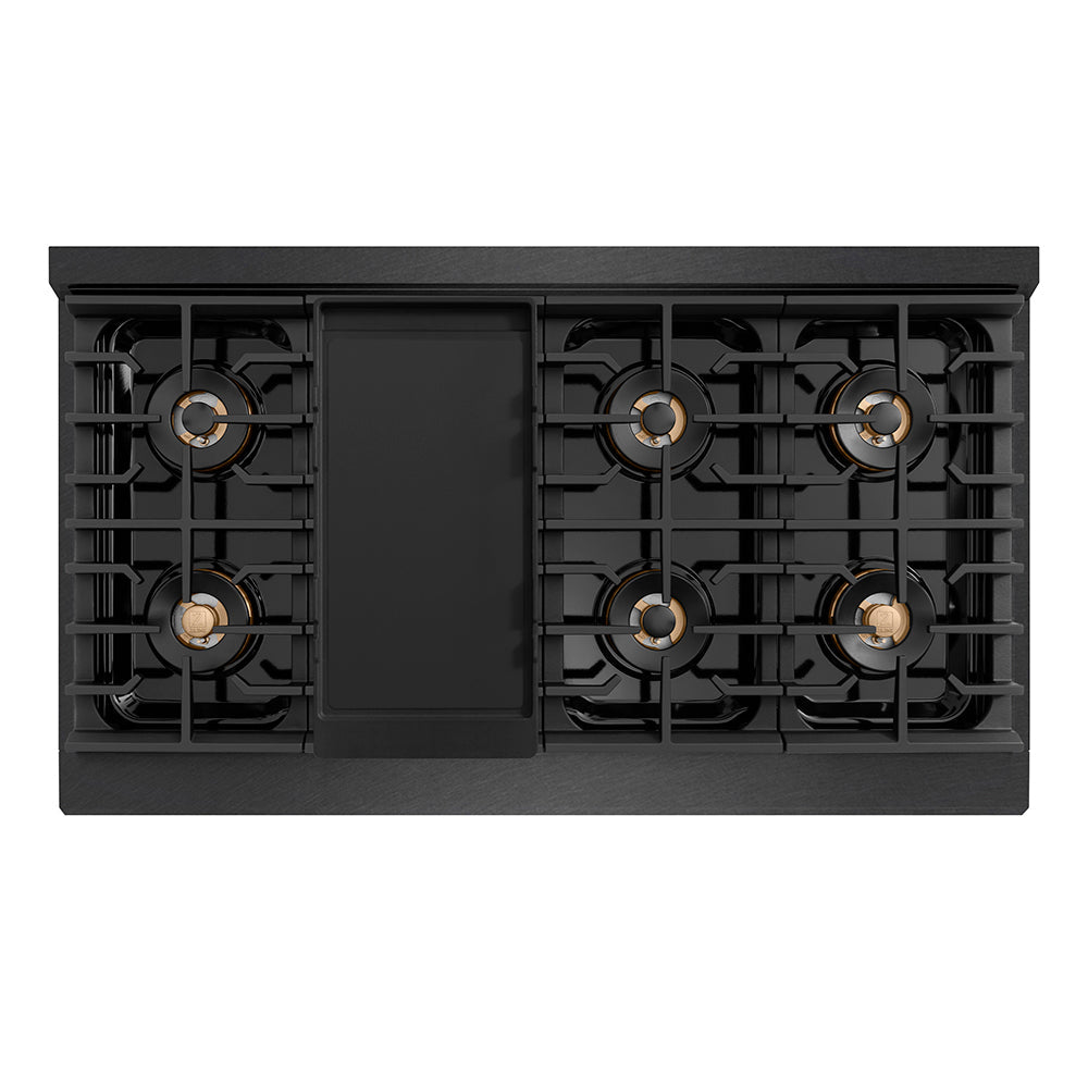 ZLINE 48 in. 6.7 cu. ft. Paramount Gas Range with 8 Burner DuoPro™ Cooktop and Dual Ovens in Black Satin Stainless Steel (PSGRBS-48)