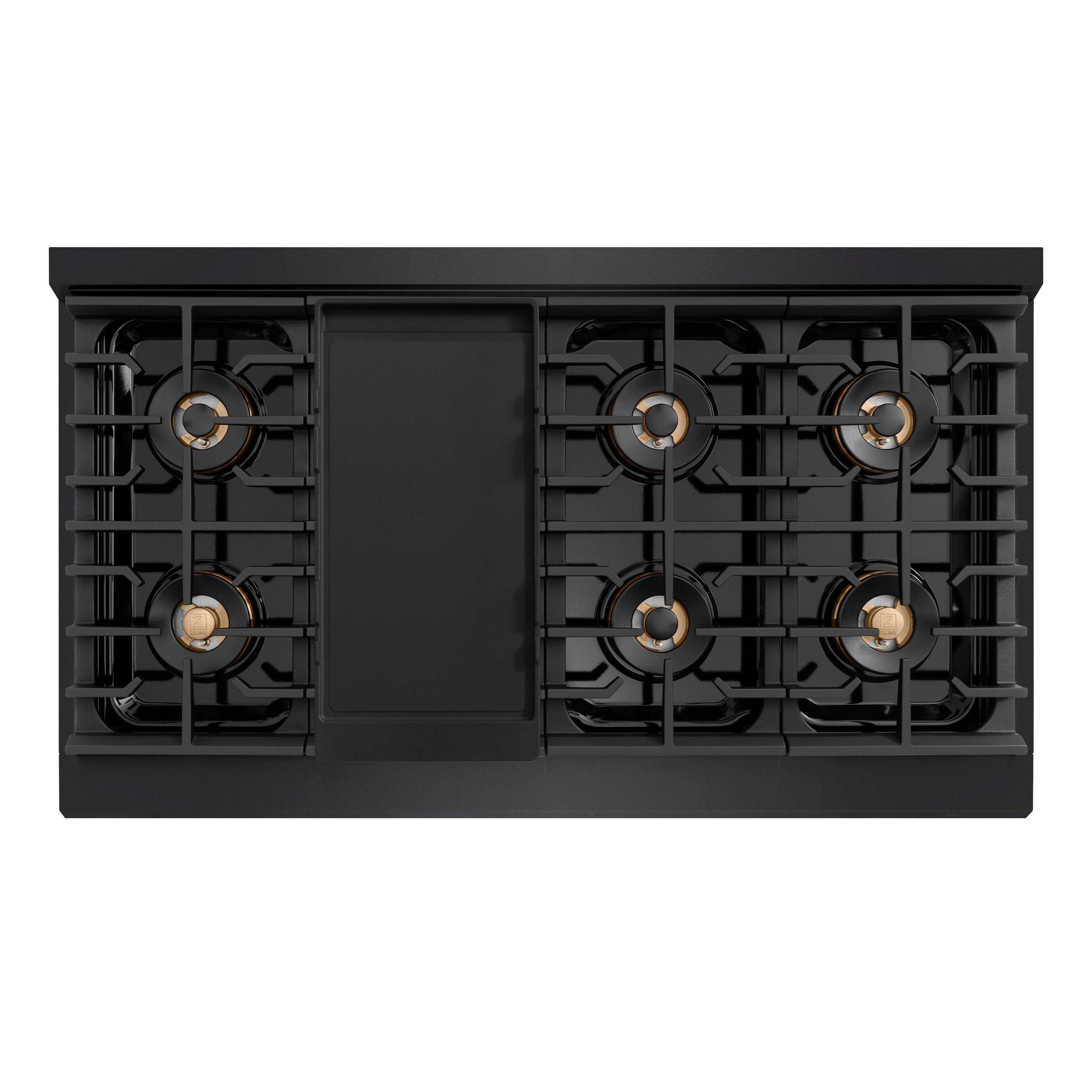 ZLINE Autograph Edition 48 in. 6.7 cu. ft. Paramount Gas Range with 8 Burner DuoPro™ Cooktop and Dual Ovens with White Matte Doors and Matte Black Accents (PSGRZ-WM-48-MB)