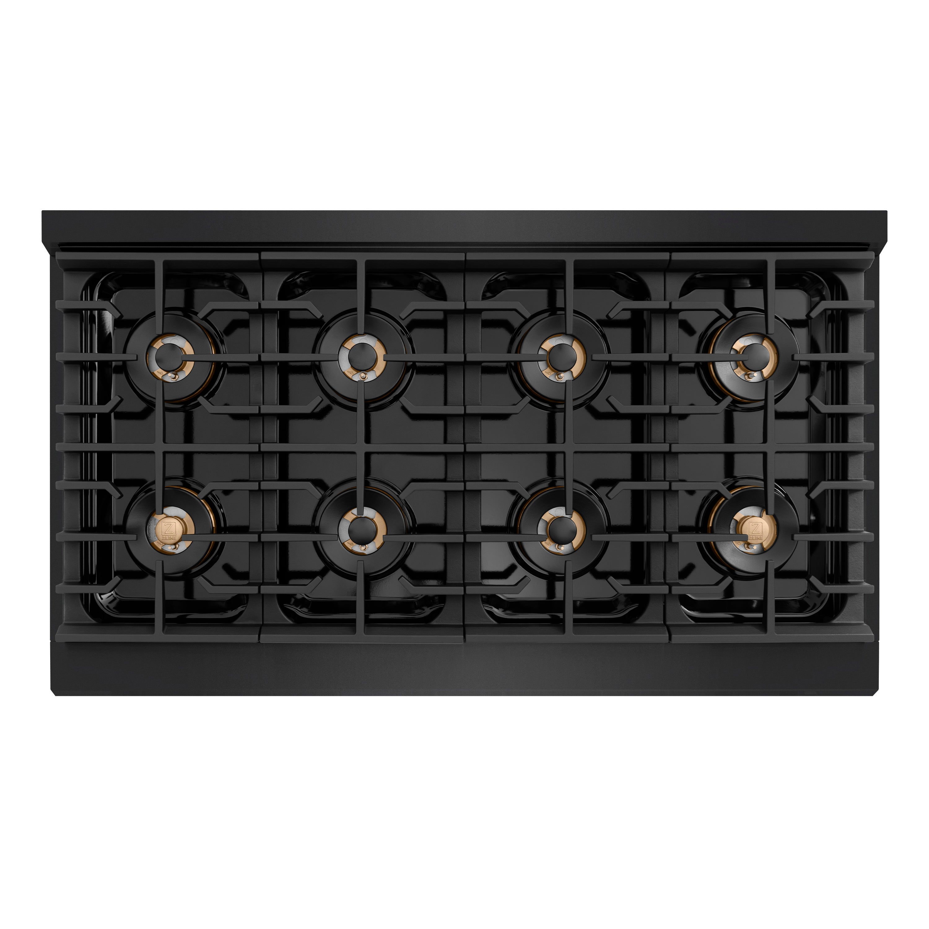 ZLINE Autograph Edition 48 in. 6.7 cu. ft. Paramount Gas Range with 8 Burner DuoPro™ Cooktop and Dual Ovens with White Matte Doors and Matte Black Accents (PSGRZ-WM-48-MB)