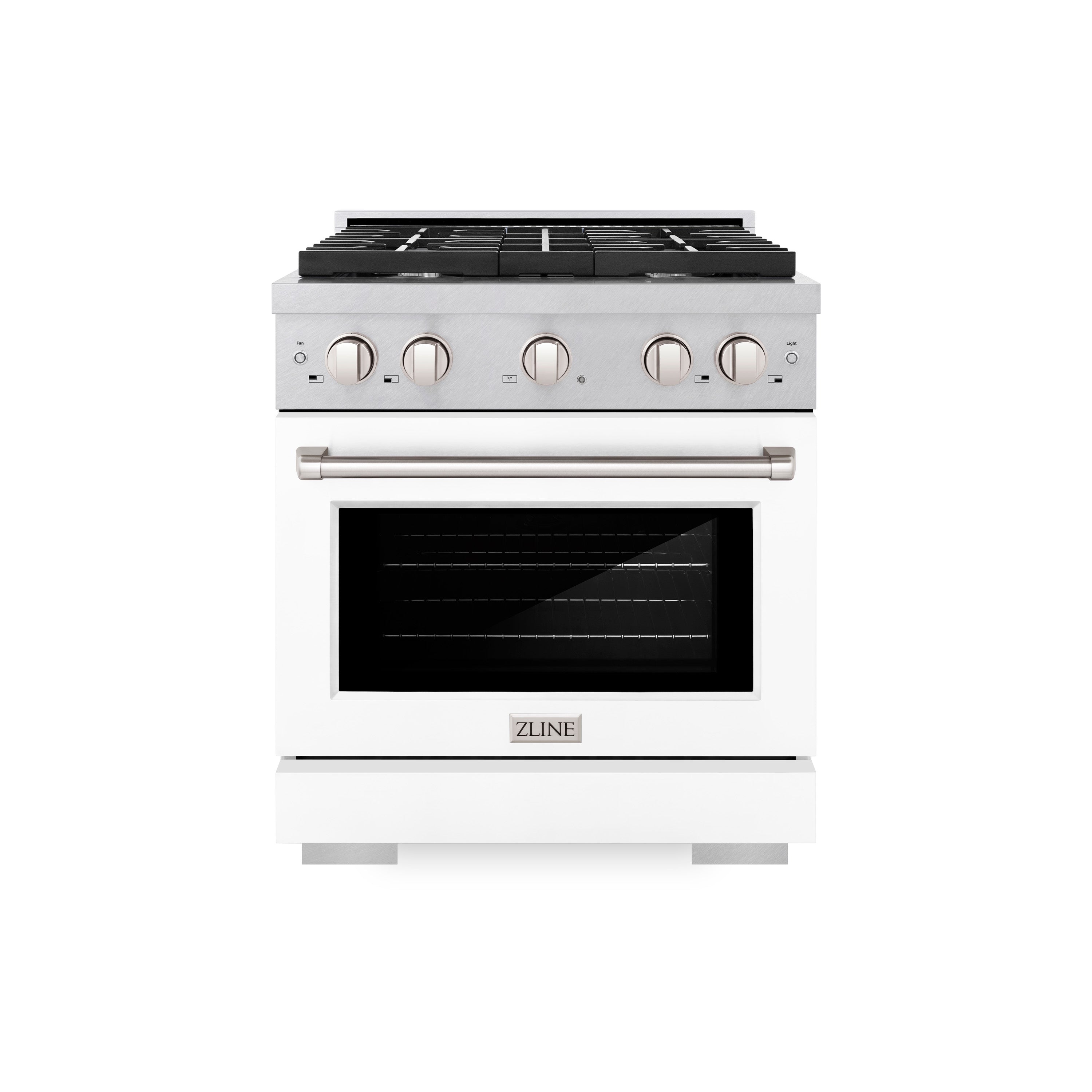 ZLINE 30 in. 4.2 cu. ft. Paramount Dual Fuel Range with 4 Burner Gas Cooktop and Electric Convection Oven in Stainless Steel with Black Matte Door (SDR-BLM-30)