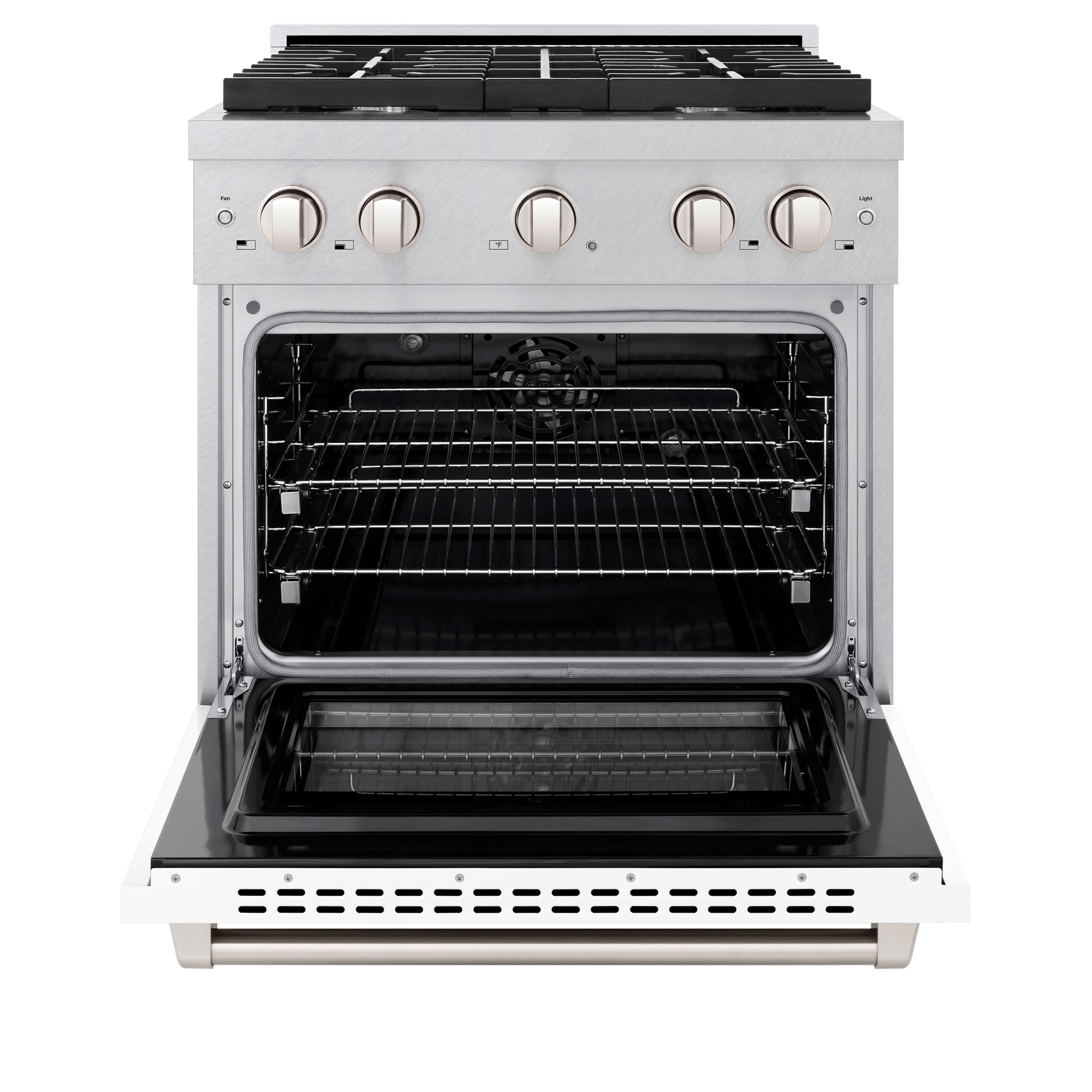 ZLINE 30 in. 4.2 cu. ft. Paramount Dual Fuel Range with 4 Burner Gas Cooktop and Electric Convection Oven in Stainless Steel with Black Matte Door (SDR-BLM-30)