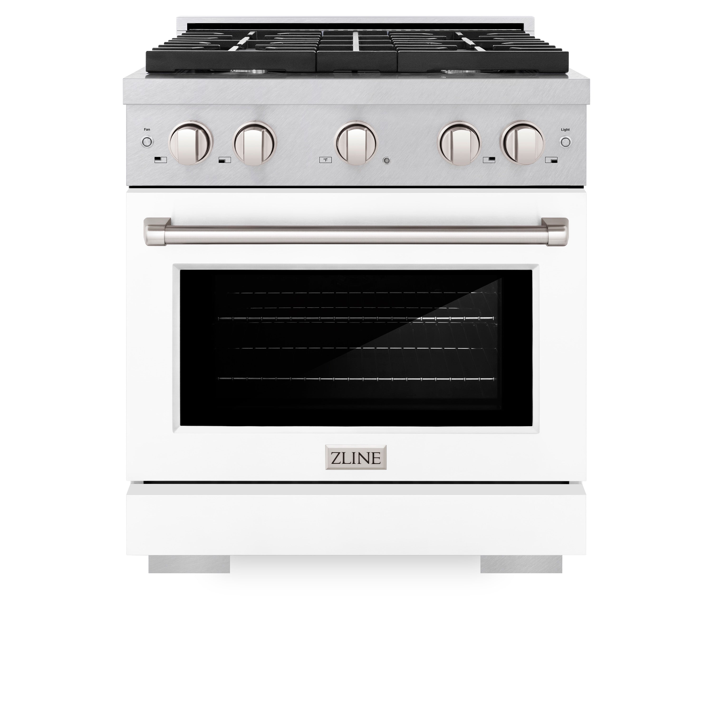 ZLINE 30 in. 4.2 cu. ft. Paramount Dual Fuel Range with 4 Burner Gas Cooktop and Electric Convection Oven in Stainless Steel with Black Matte Door (SDR-BLM-30)