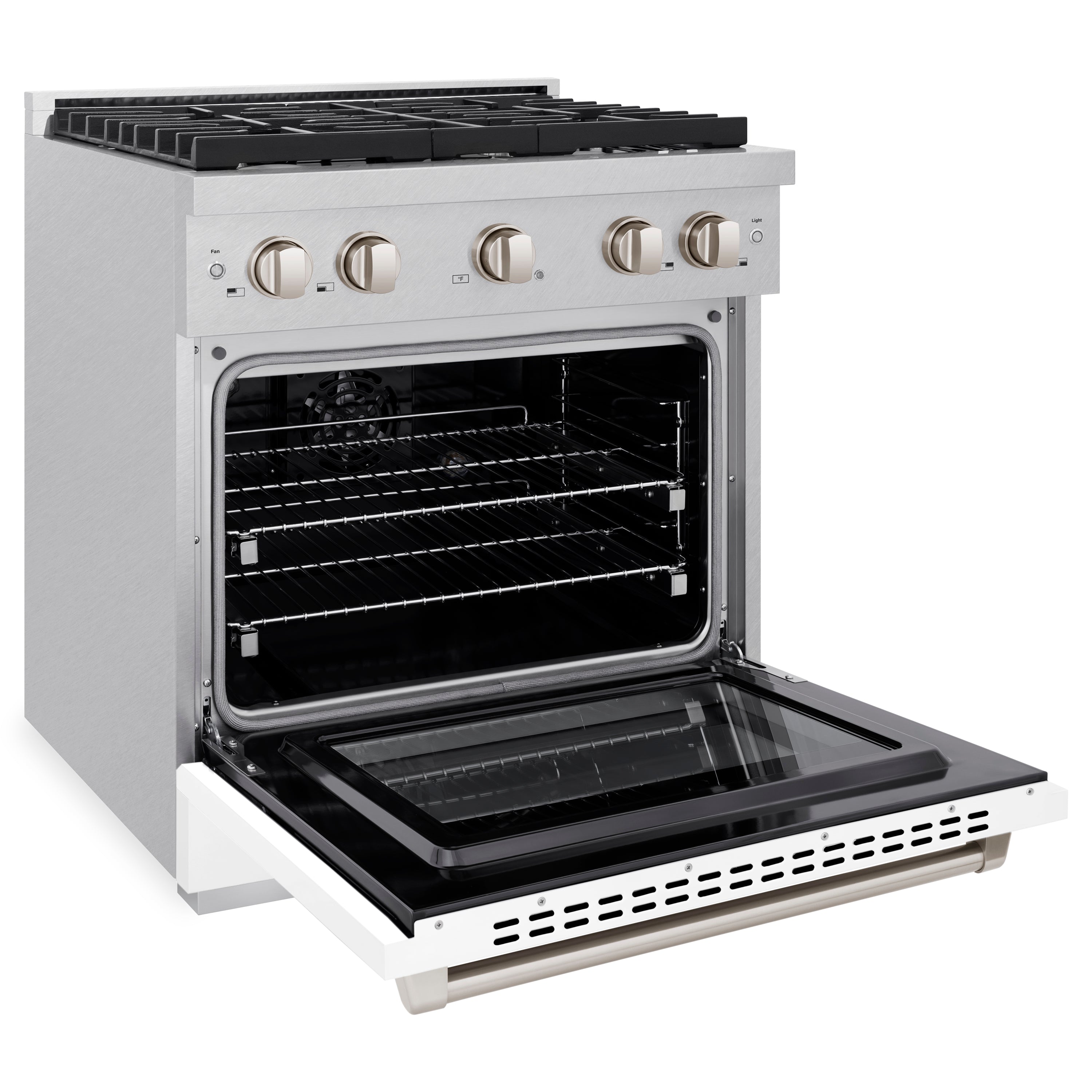 ZLINE 30 in. 4.2 cu. ft. Paramount Dual Fuel Range with 4 Burner Gas Cooktop and Electric Convection Oven in Stainless Steel with Black Matte Door (SDR-BLM-30)