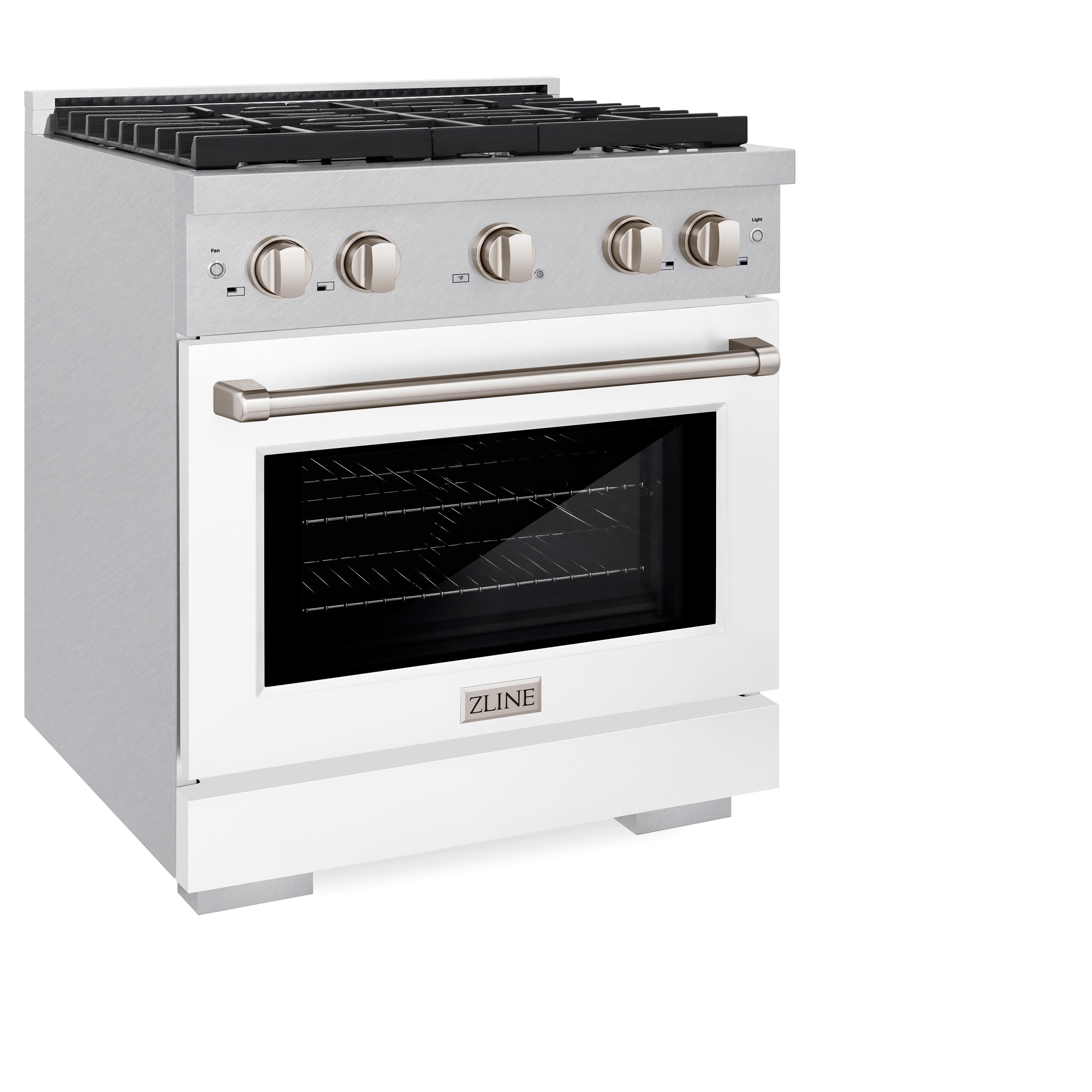 ZLINE 30 in. 4.2 cu. ft. Paramount Dual Fuel Range with 4 Burner Gas Cooktop and Electric Convection Oven in Stainless Steel with Black Matte Door (SDR-BLM-30)