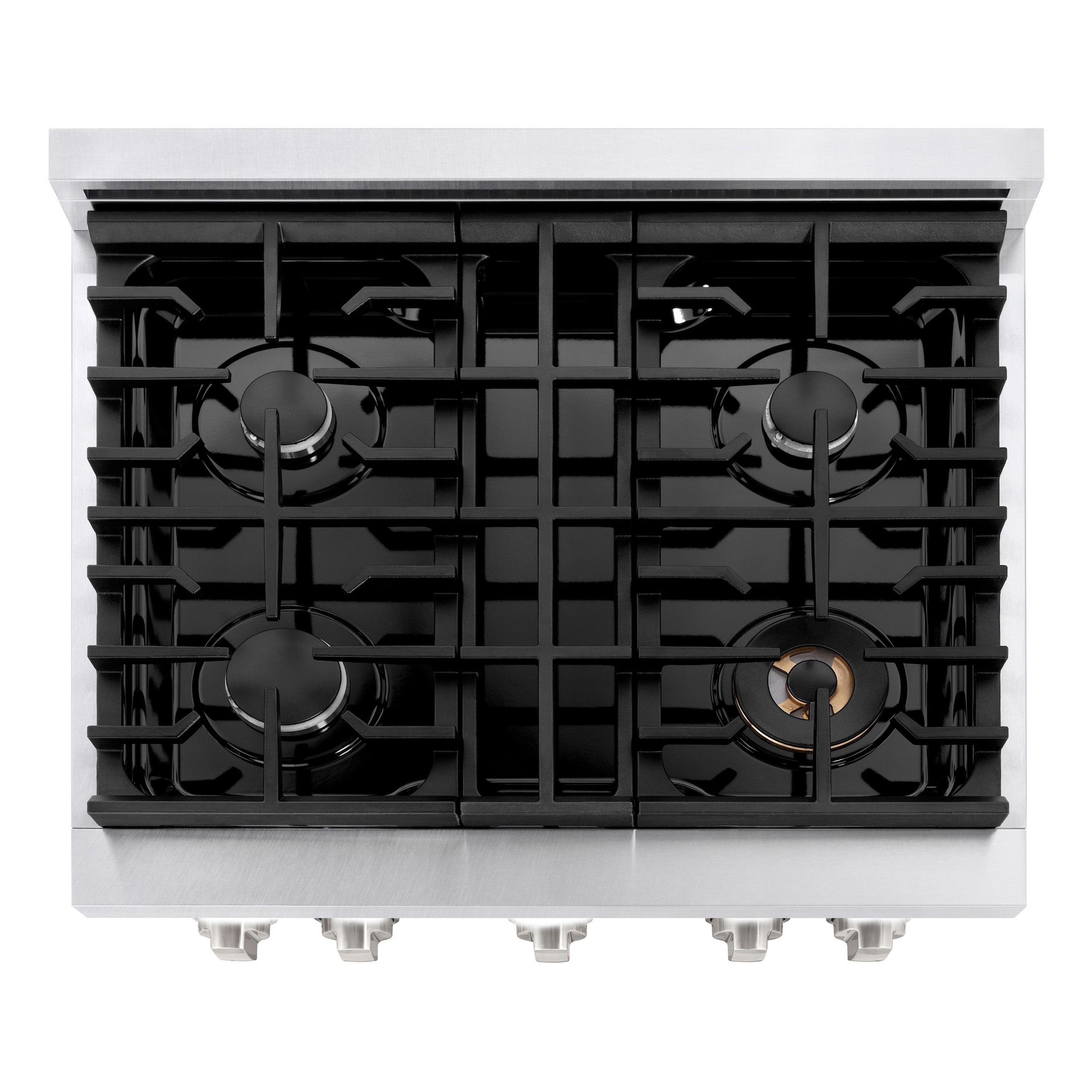ZLINE 30 in. 4.2 cu. ft. Paramount Dual Fuel Range with 4 Burner Gas Cooktop and Electric Convection Oven in Stainless Steel with Black Matte Door (SDR-BLM-30)