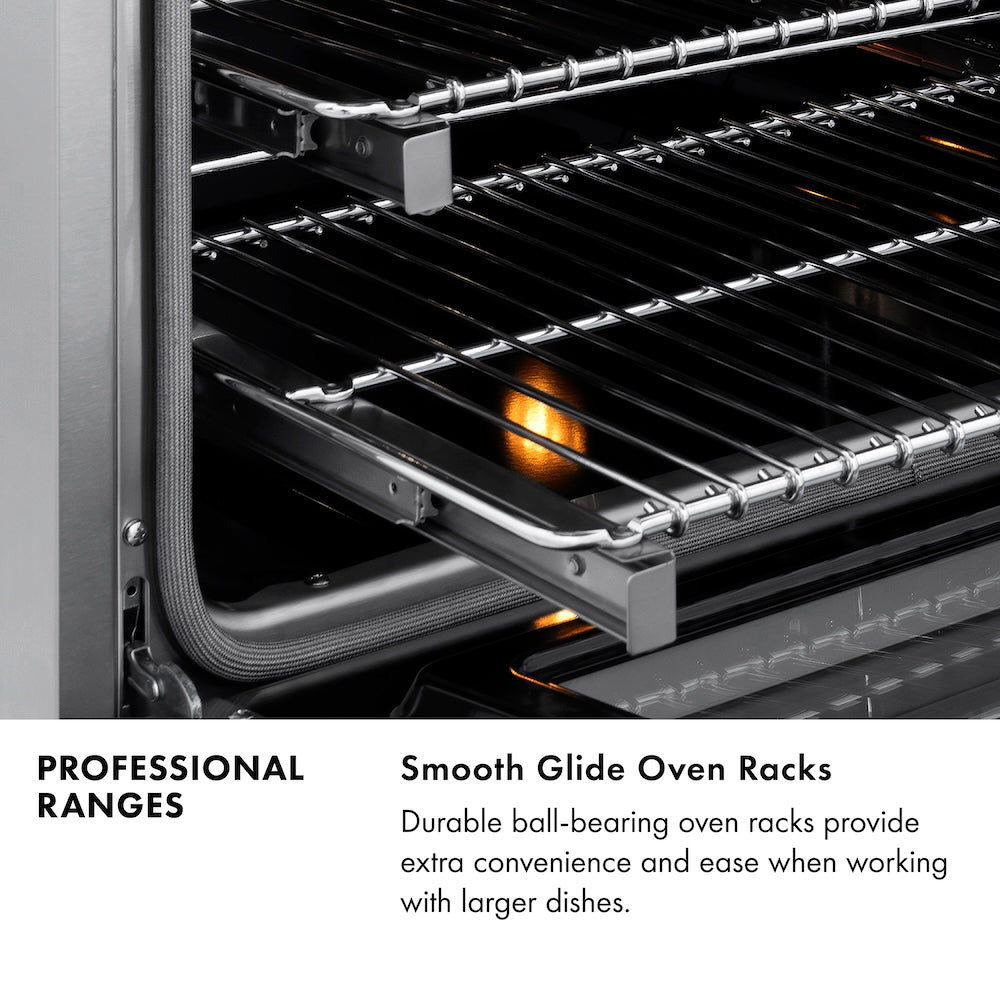 ZLINE Autograph Edition 48 in. 6.0 cu. ft. Legacy Dual Fuel Range with 7 Burner Gas Cooktop and 2 Electric Ovens in Stainless Steel and Champagne Bronze Accents (RAZ-48-CB)