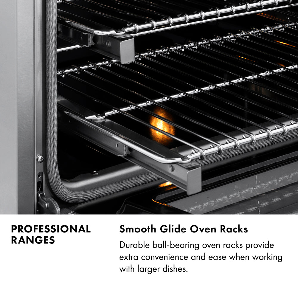 ZLINE Autograph Edition 30 in. 4.0 cu. ft. Legacy Dual Fuel Range with 4 Burner Gas Cooktop and Electric Convection Oven in Stainless Steel and Champagne Bronze Accents (RAZ-30-CB)