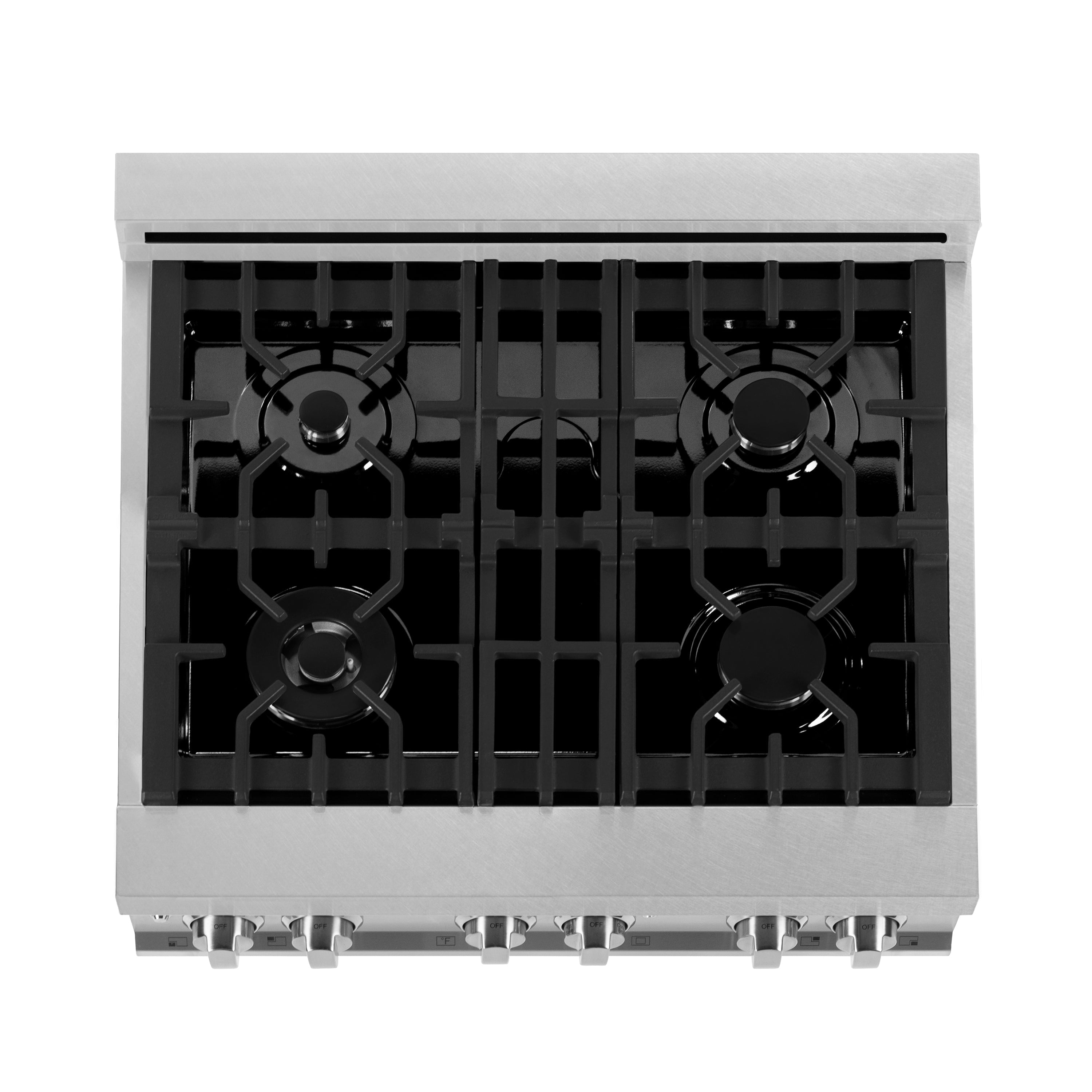 ZLINE 30 in. 4.0 cu. ft. Legacy Dual Fuel Range with Gas Cooktop and Electric Convection Oven in Satin Stainless Steel with 4 Brass Burners and Griddle (RAS-SN-BR-GR-30)