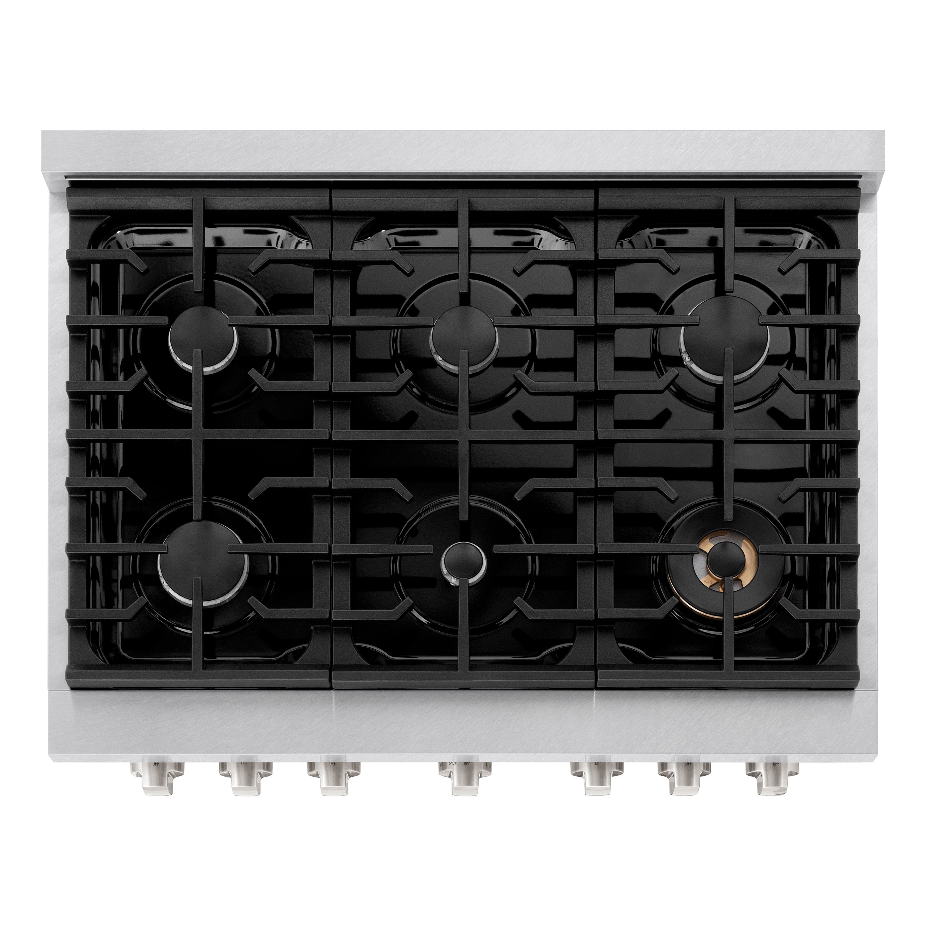 ZLINE 36 in. 5.2 cu. ft. Paramount Dual Fuel Range with 6 Burner Gas Cooktop and Electric Convection Oven in Stainless Steel with Black Matte Door (SDR-BLM-36)