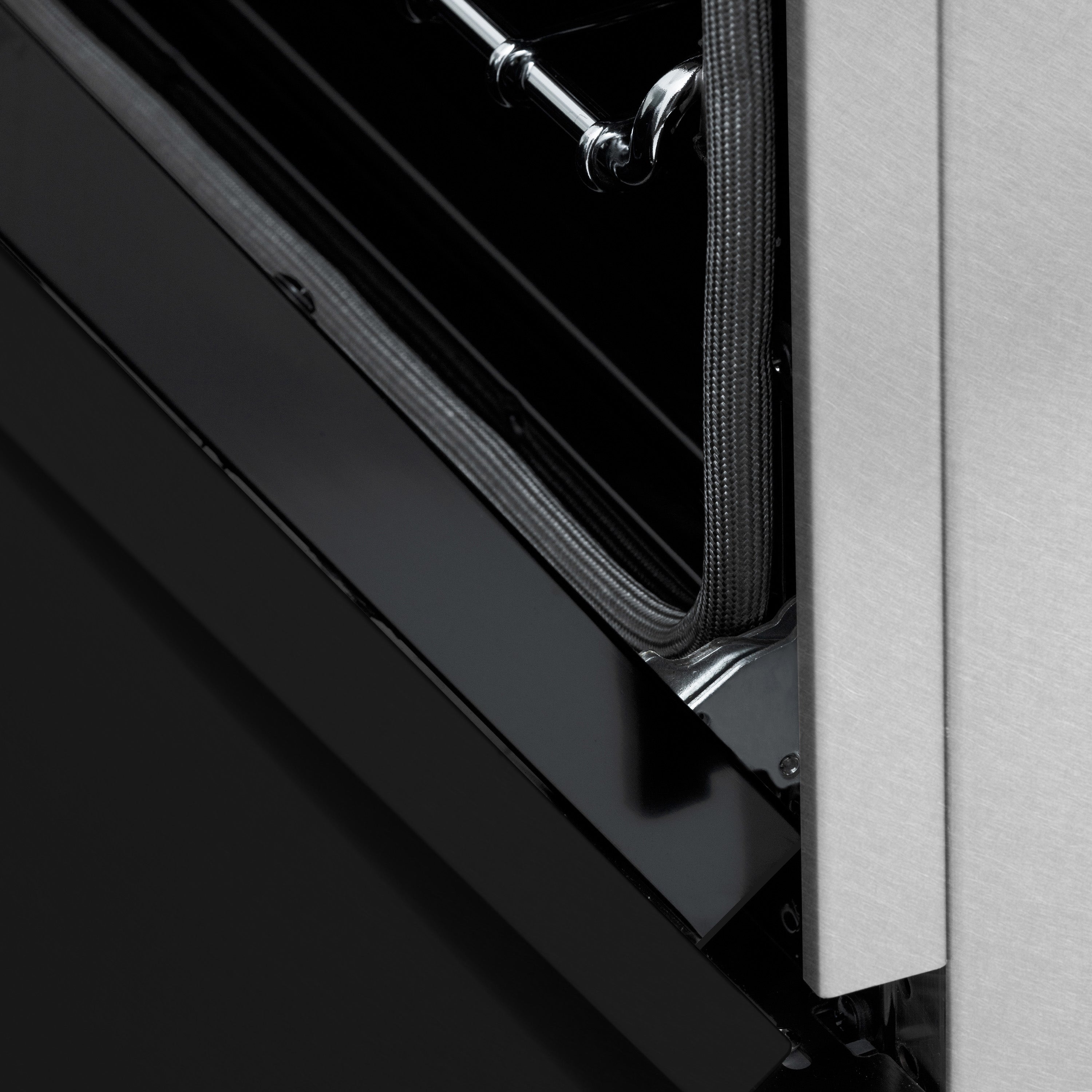 ZLINE 36 in. 4.6 cu. ft. Legacy Dual Fuel Range with 6 Burner Gas Cooktop and Electric Convection Oven in Satin Stainless Steel and Black Matte Door (RAS-BLM-36)