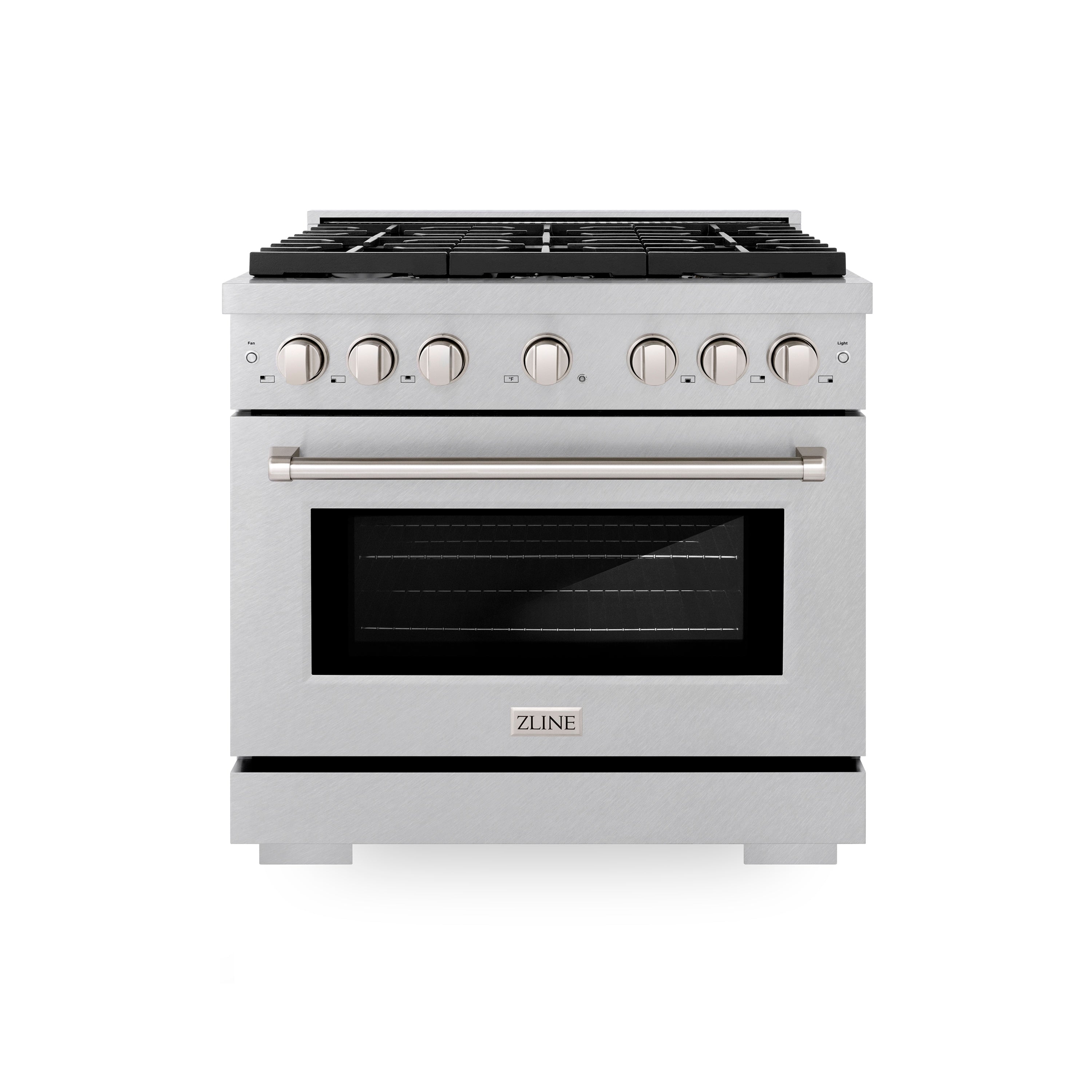 ZLINE 36 in. 5.2 cu. ft. Paramount Dual Fuel Range with 6 Burner Gas Cooktop and Electric Convection Oven in Stainless Steel with Black Matte Door (SDR-BLM-36)