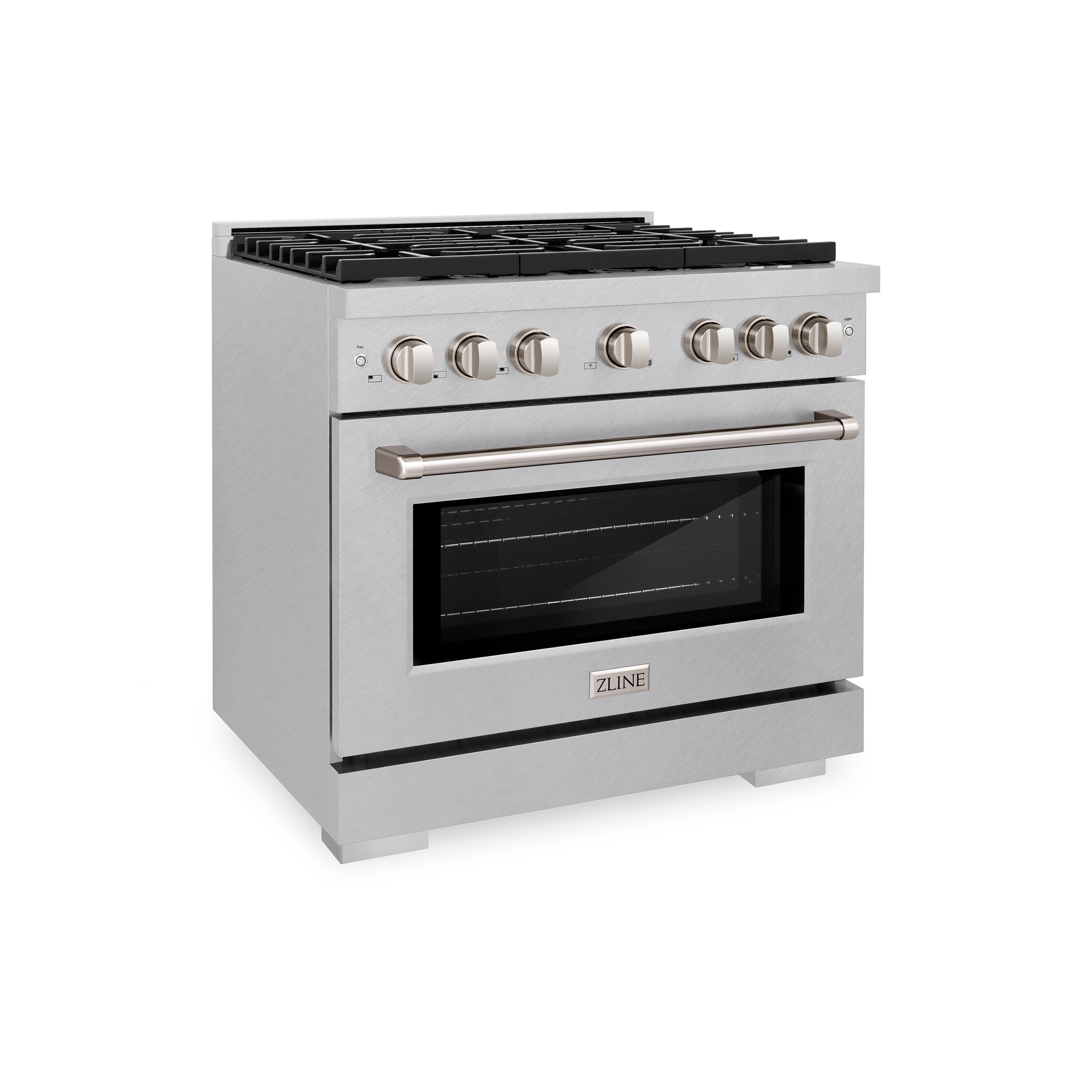 ZLINE 36 in. 5.2 cu. ft. Paramount Dual Fuel Range with 6 Burner Gas Cooktop and Electric Convection Oven in Stainless Steel with Black Matte Door (SDR-BLM-36)