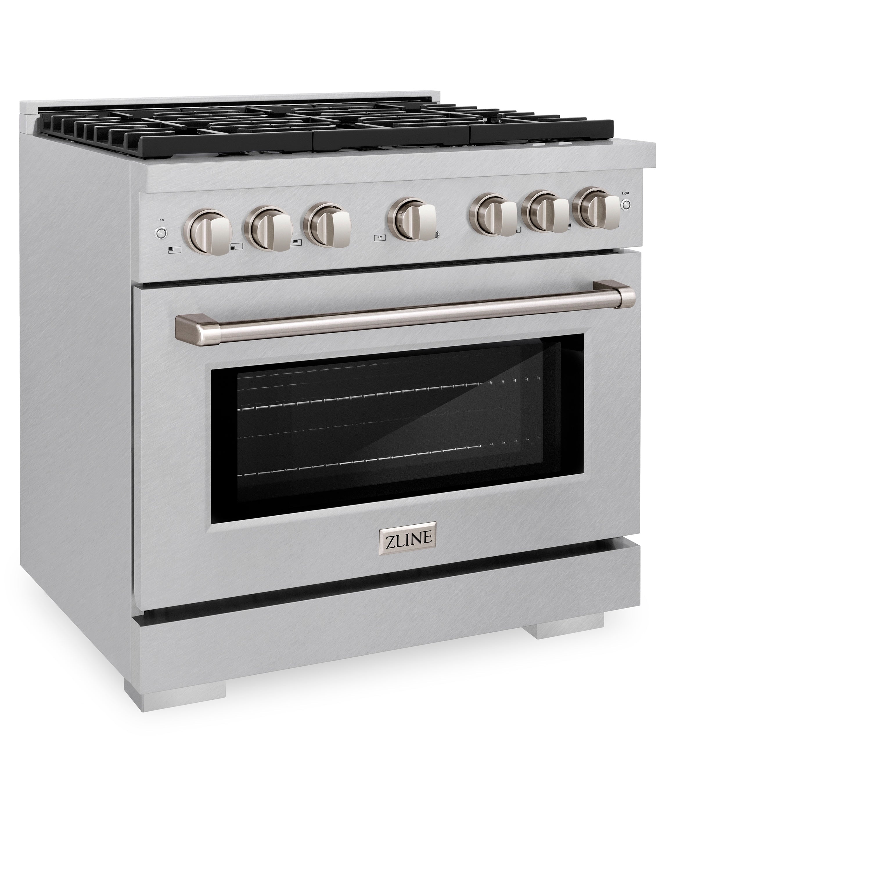 ZLINE 36 in. 5.2 cu. ft. Paramount Dual Fuel Range with 6 Burner Gas Cooktop and Electric Convection Oven in Stainless Steel with Black Matte Door (SDR-BLM-36)