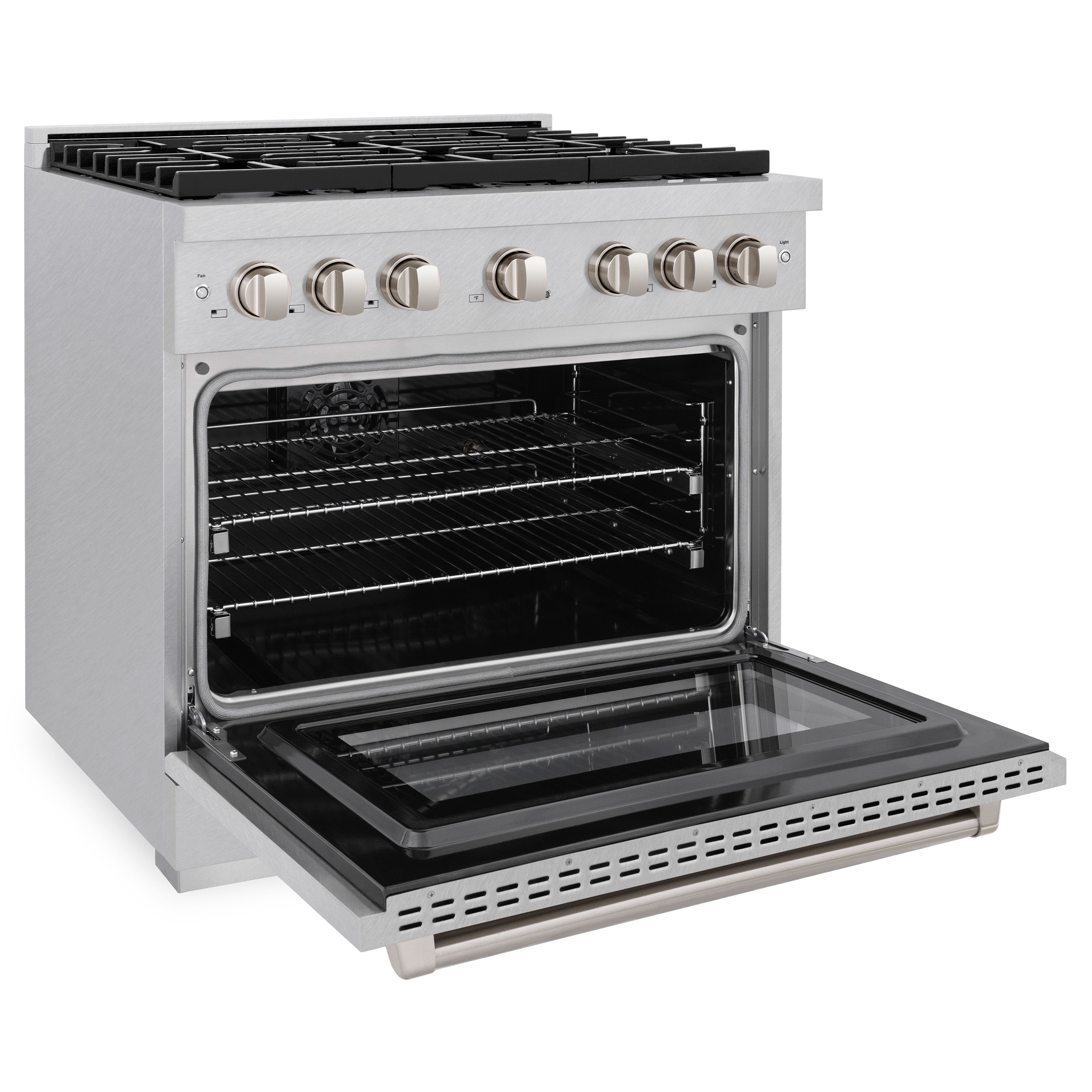 ZLINE 36 in. 5.2 cu. ft. Paramount Dual Fuel Range with 6 Burner Gas Cooktop and Electric Convection Oven in Stainless Steel with Black Matte Door (SDR-BLM-36)