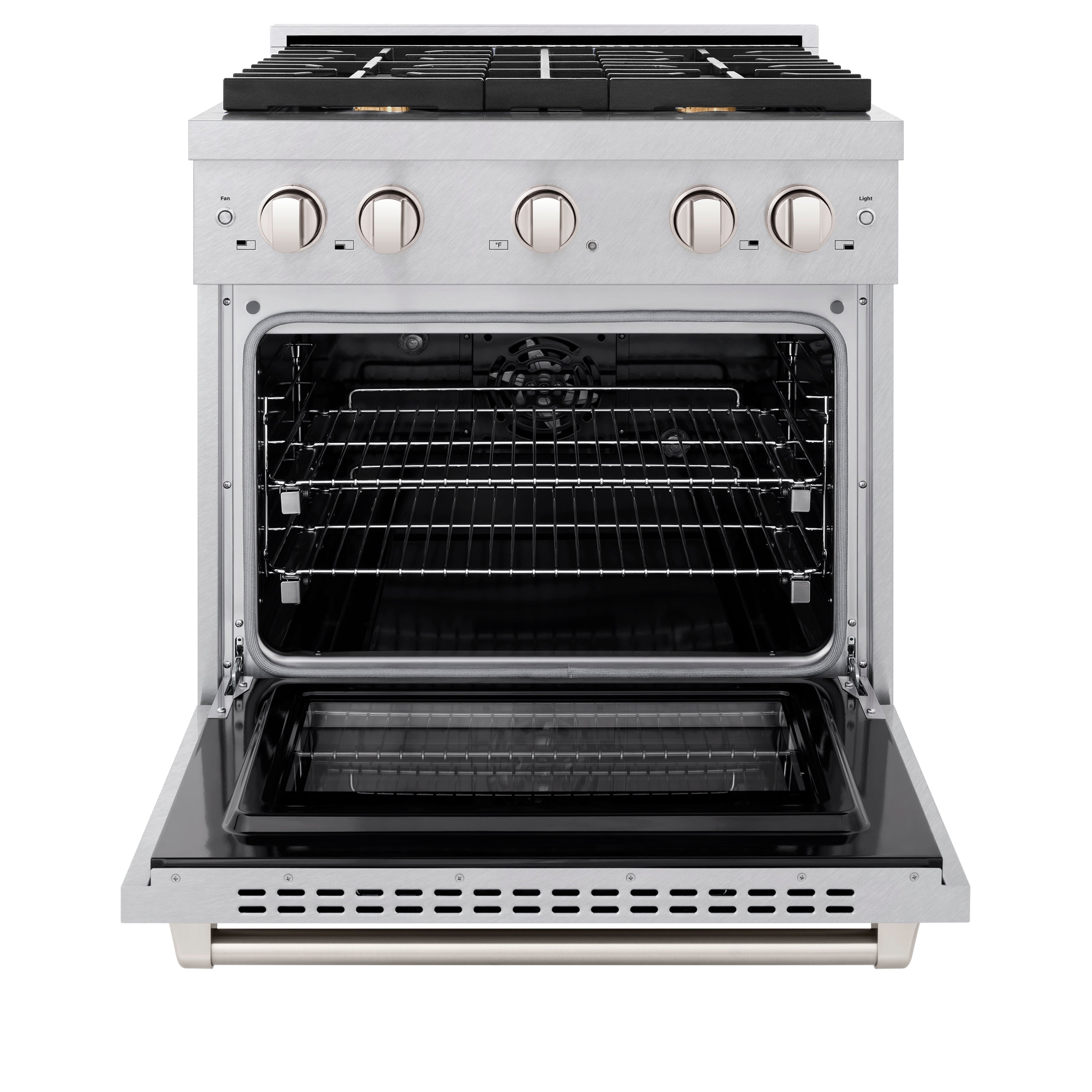 ZLINE 30 in. 4.2 cu. ft. Paramount Dual Fuel Range with Gas Cooktop and Electric Convection Oven in Stainless Steel with 4 Brass Burners (SDR-BR-30)