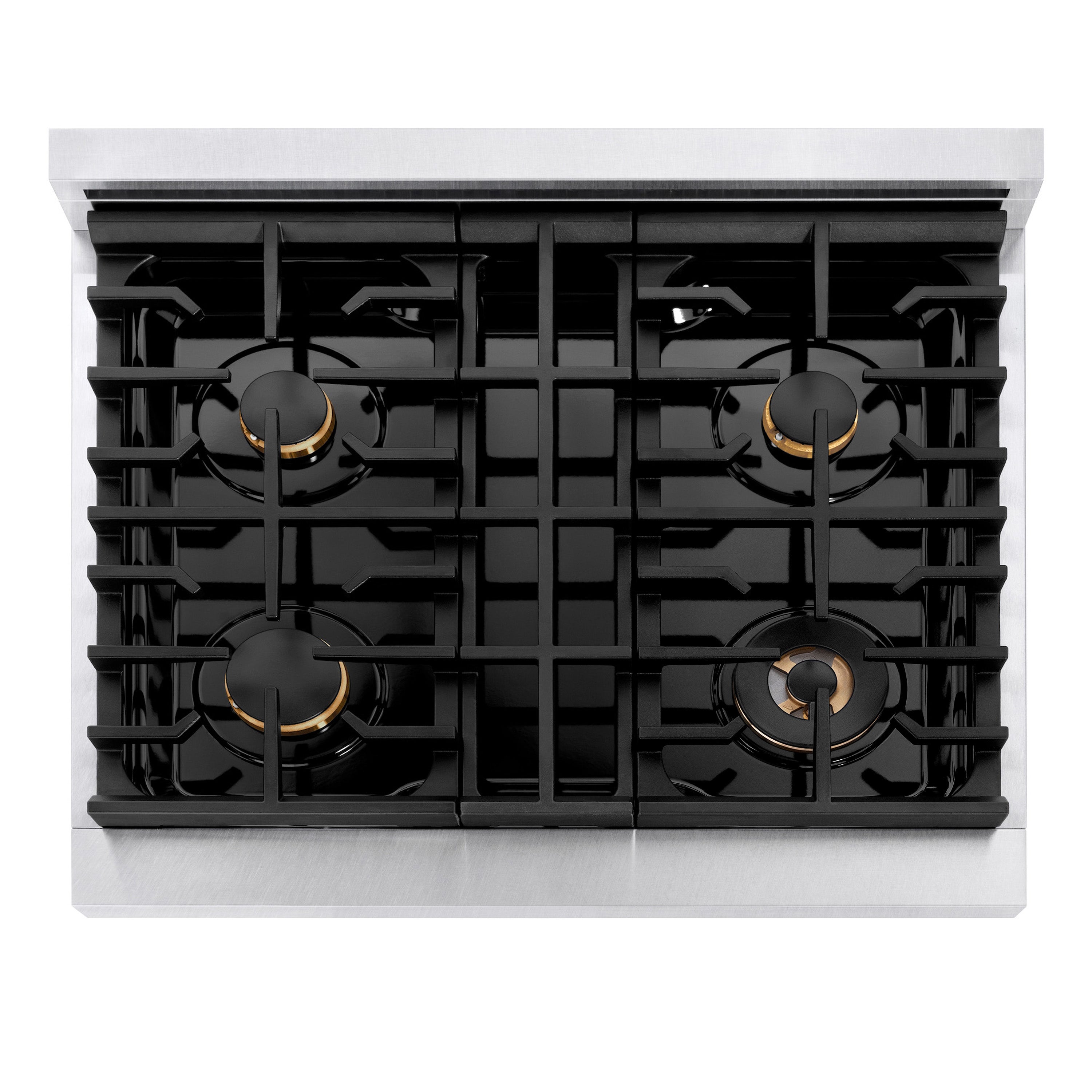 ZLINE 30 in. 4.2 cu. ft. Paramount Dual Fuel Range with Gas Cooktop and Electric Convection Oven in Stainless Steel with 4 Brass Burners (SDR-BR-30)
