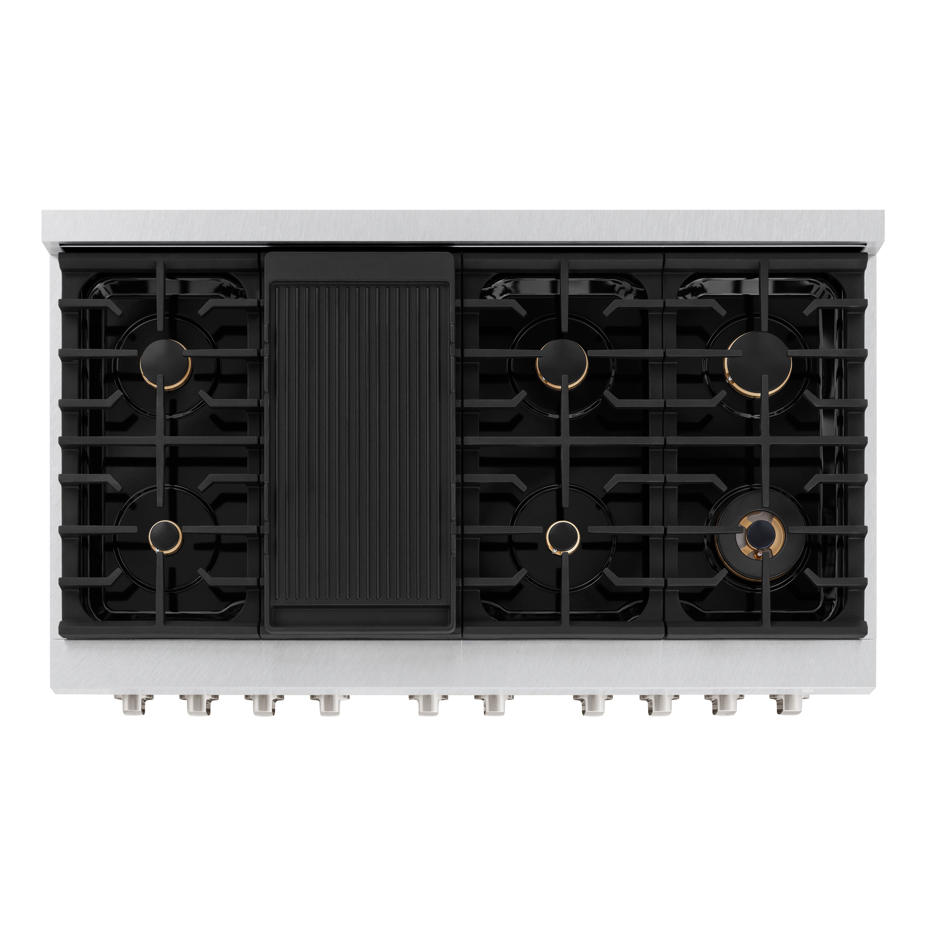 ZLINE 48 in. 6.7 cu. ft. Paramount Double Oven Dual Fuel Range in Satin Stainless Steel with 8 Brass Burners (SDRS-BR-48)