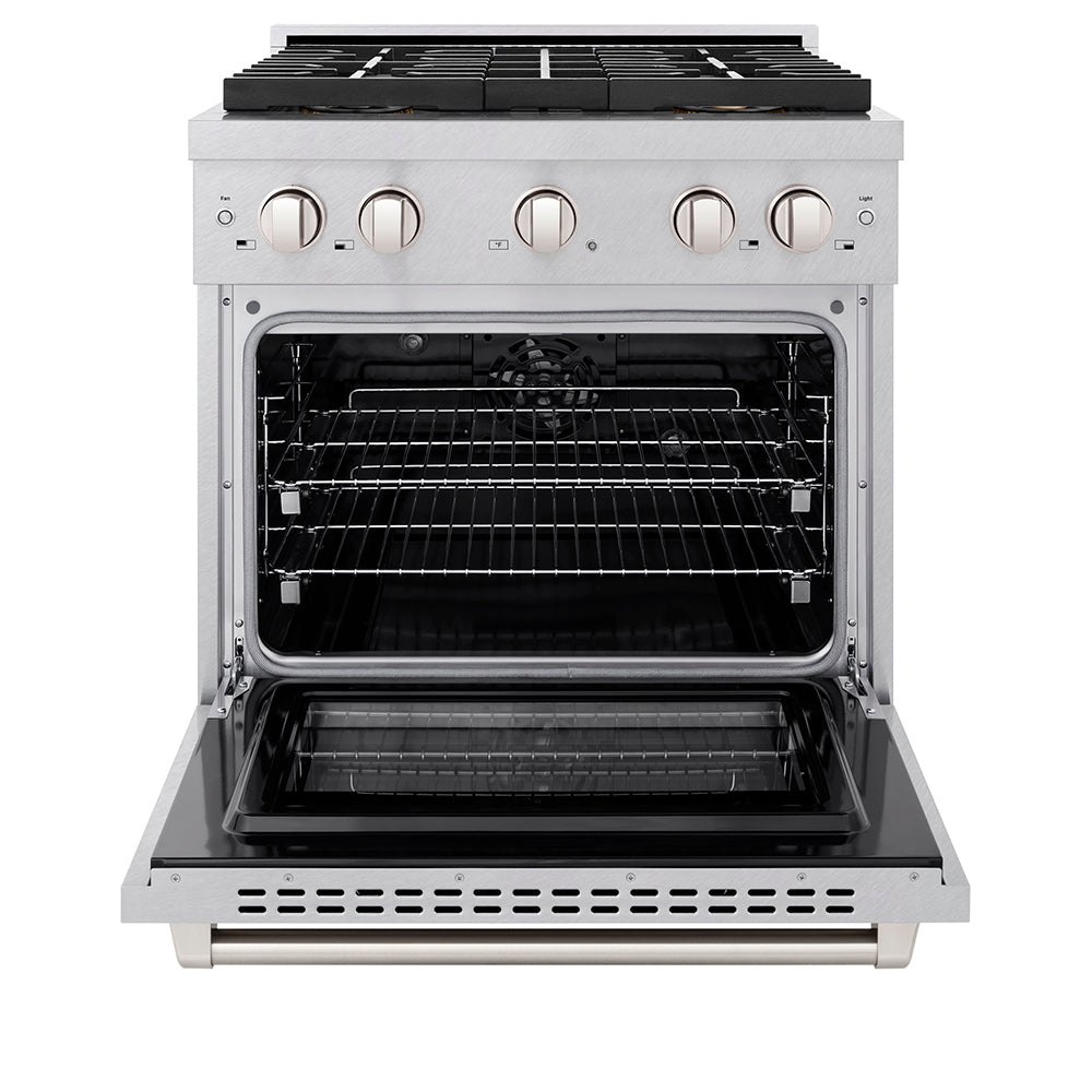 ZLINE 30 in. 4.2 cu. ft. Paramount Dual Fuel Range with 4 Burner DuoPro™ Cooktop and Electric Convection Oven with Black Matte Door (PSDR-BLM-30)
