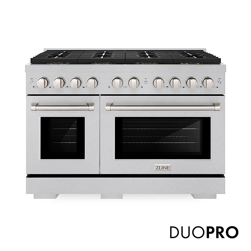 ZLINE 48 in. 6.7 cu. ft. Paramount Dual Fuel Range with 8 Burner DuoPro™ Cooktop and Dual Ovens in Black Stainless Steel (PSDRB-48)