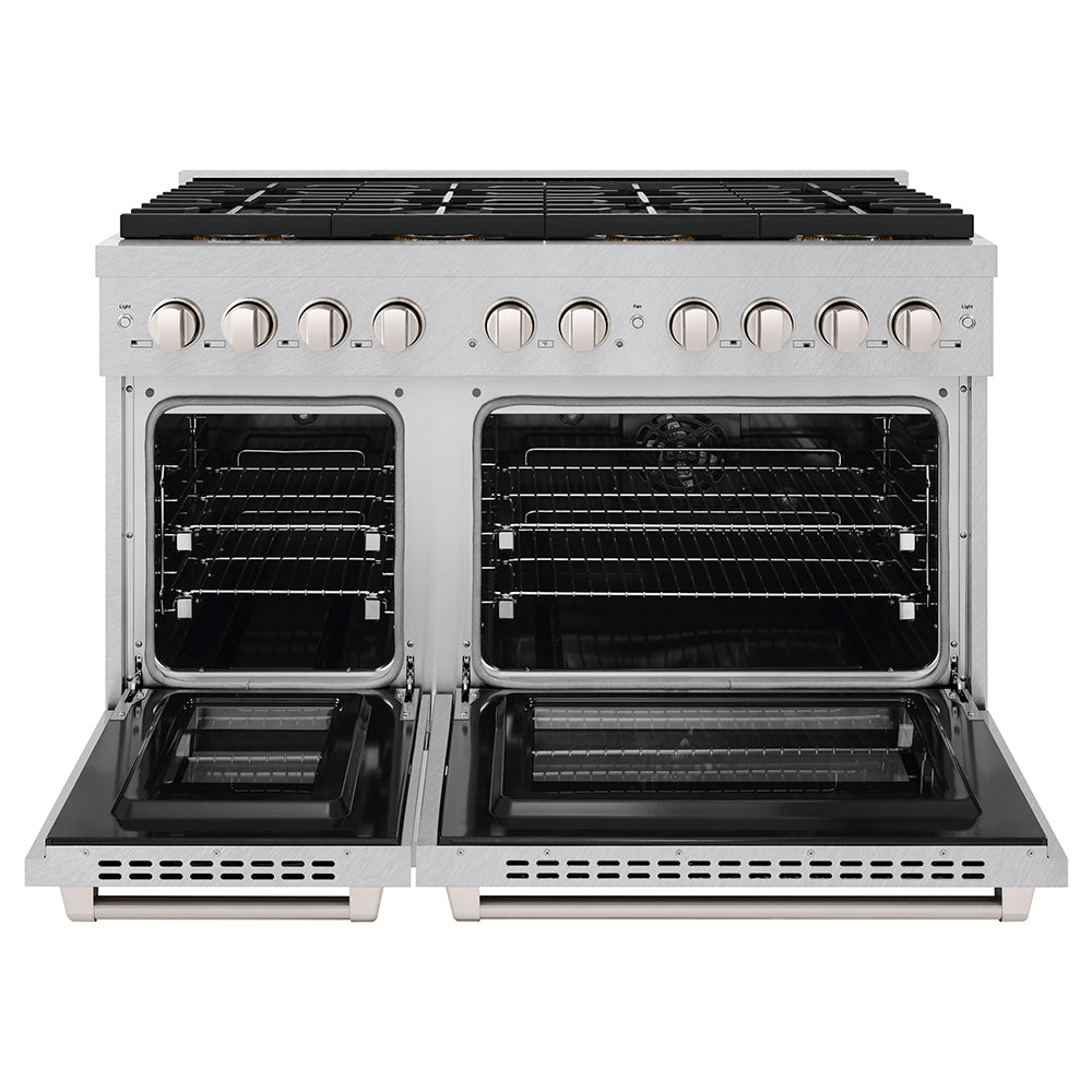 ZLINE 48 in. 6.7 cu. ft. Paramount Dual Fuel Range with 8 Burner DuoPro™ Cooktop and Dual Ovens in Black Stainless Steel (PSDRB-48)