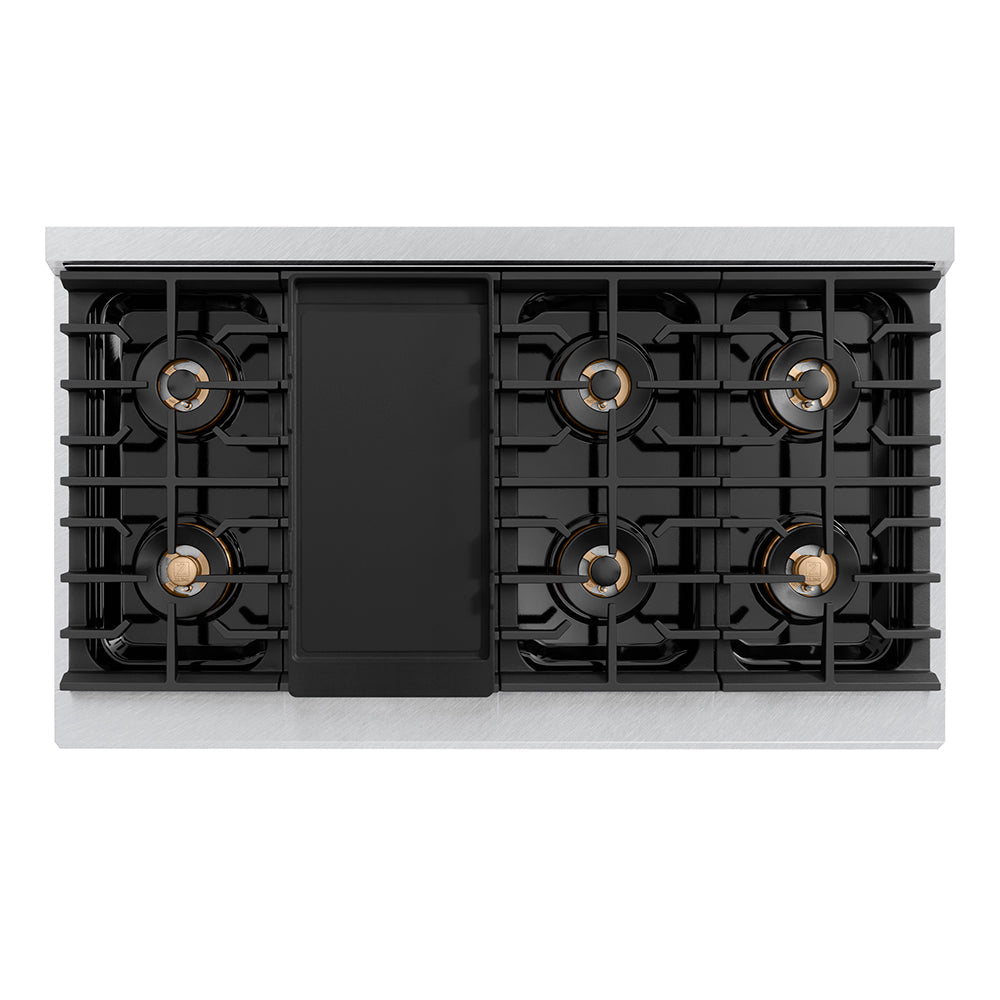 ZLINE 48 in. 6.7 cu. ft. Paramount Dual Fuel Range with 8 Burner DuoPro™ Cooktop and Dual Ovens in Black Stainless Steel (PSDRB-48)