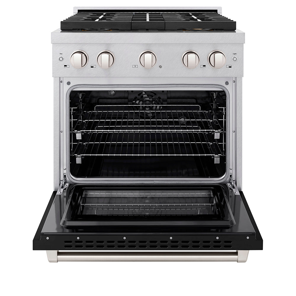 ZLINE 30 in. 4.2 cu. ft. Paramount Dual Fuel Range with 4 Burner DuoPro™ Cooktop and Electric Convection Oven with Black Matte Door (PSDR-BLM-30)